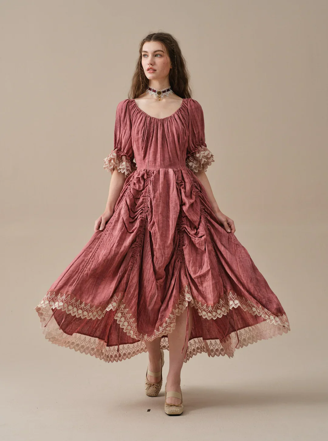 Elowen 27 | Lace Linen dress gown ( 2 way to wear ) - Image 42