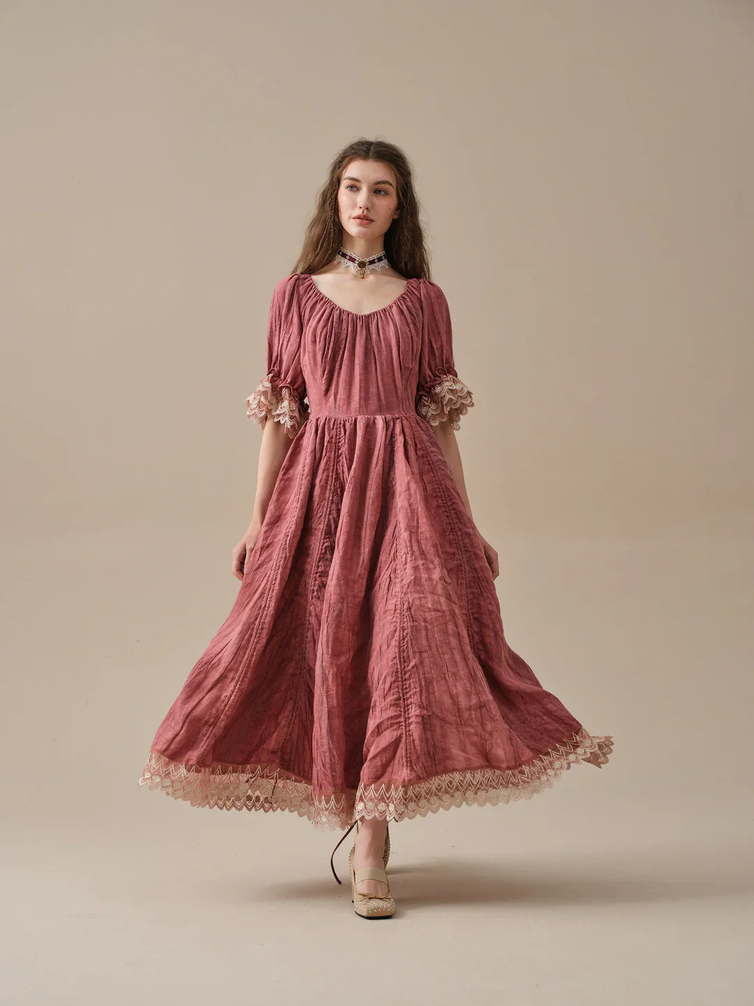 Elowen 27 | Lace Linen dress gown ( 2 way to wear ) - Image 43