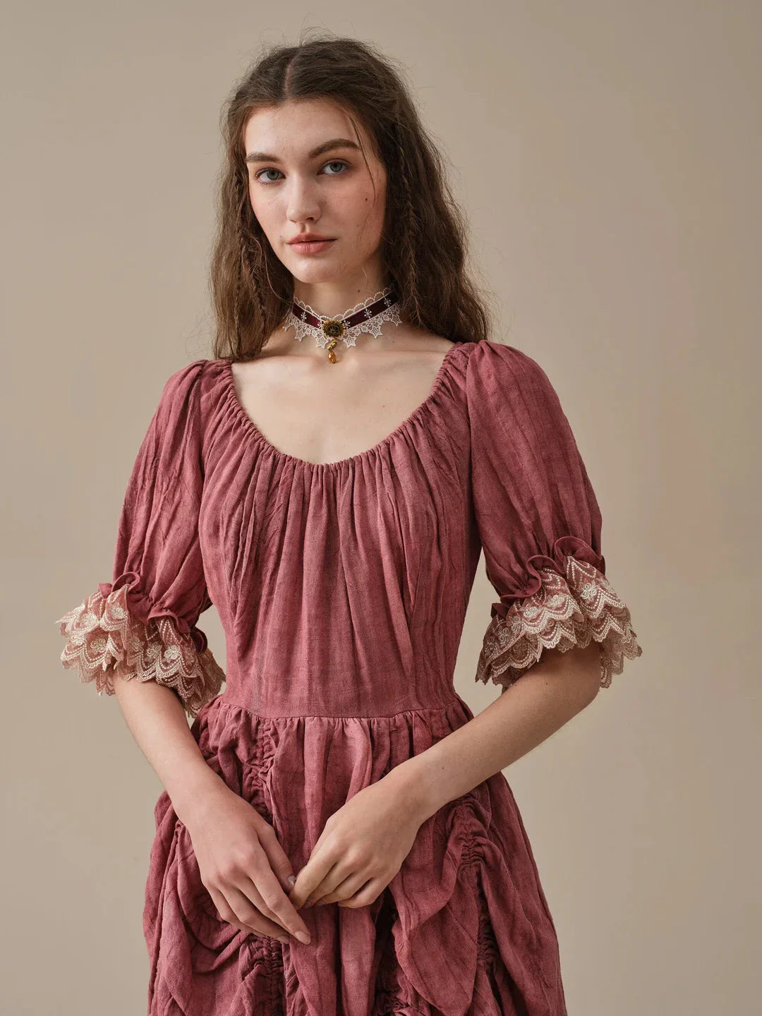 Elowen 27 | Lace Linen dress gown ( 2 way to wear ) - Image 44