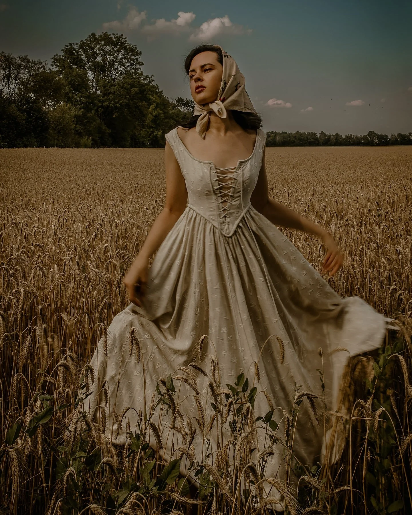 Anis 23 | Lace-up Jacquard Linen Corset Dress - Image 16