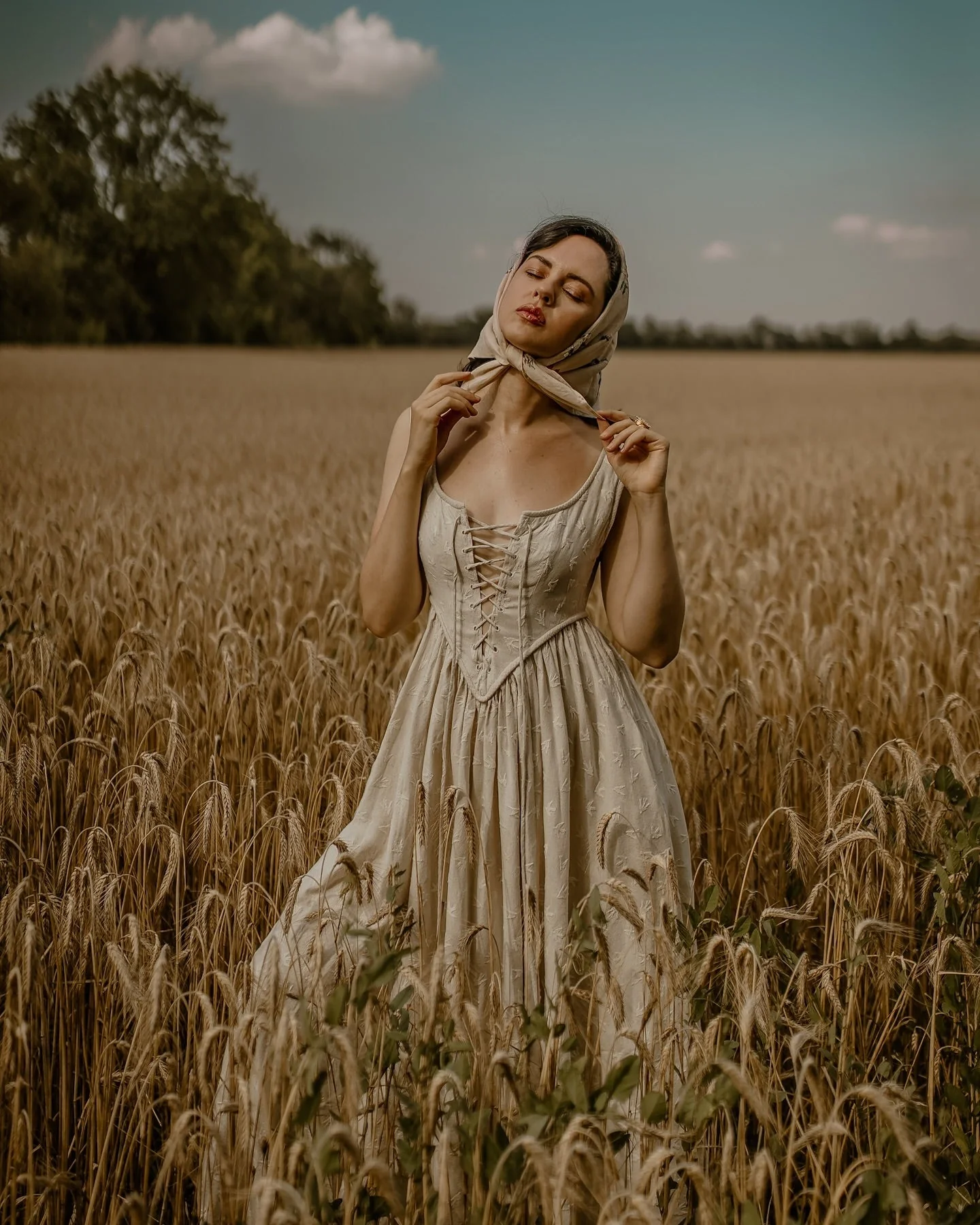 Anis 23 | Lace-up Jacquard Linen Corset Dress - Image 17
