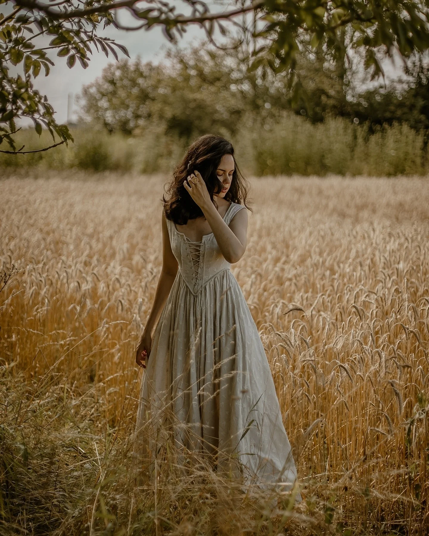 Anis 23 | Lace-up Jacquard Linen Corset Dress - Image 18