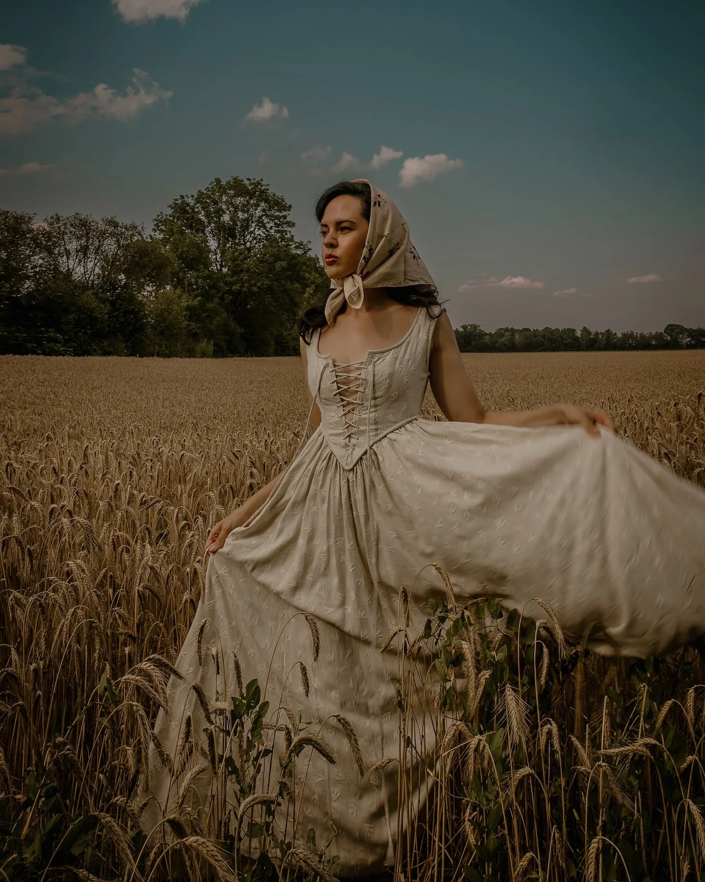 Anis 23 | Lace-up Jacquard Linen Corset Dress - Image 19