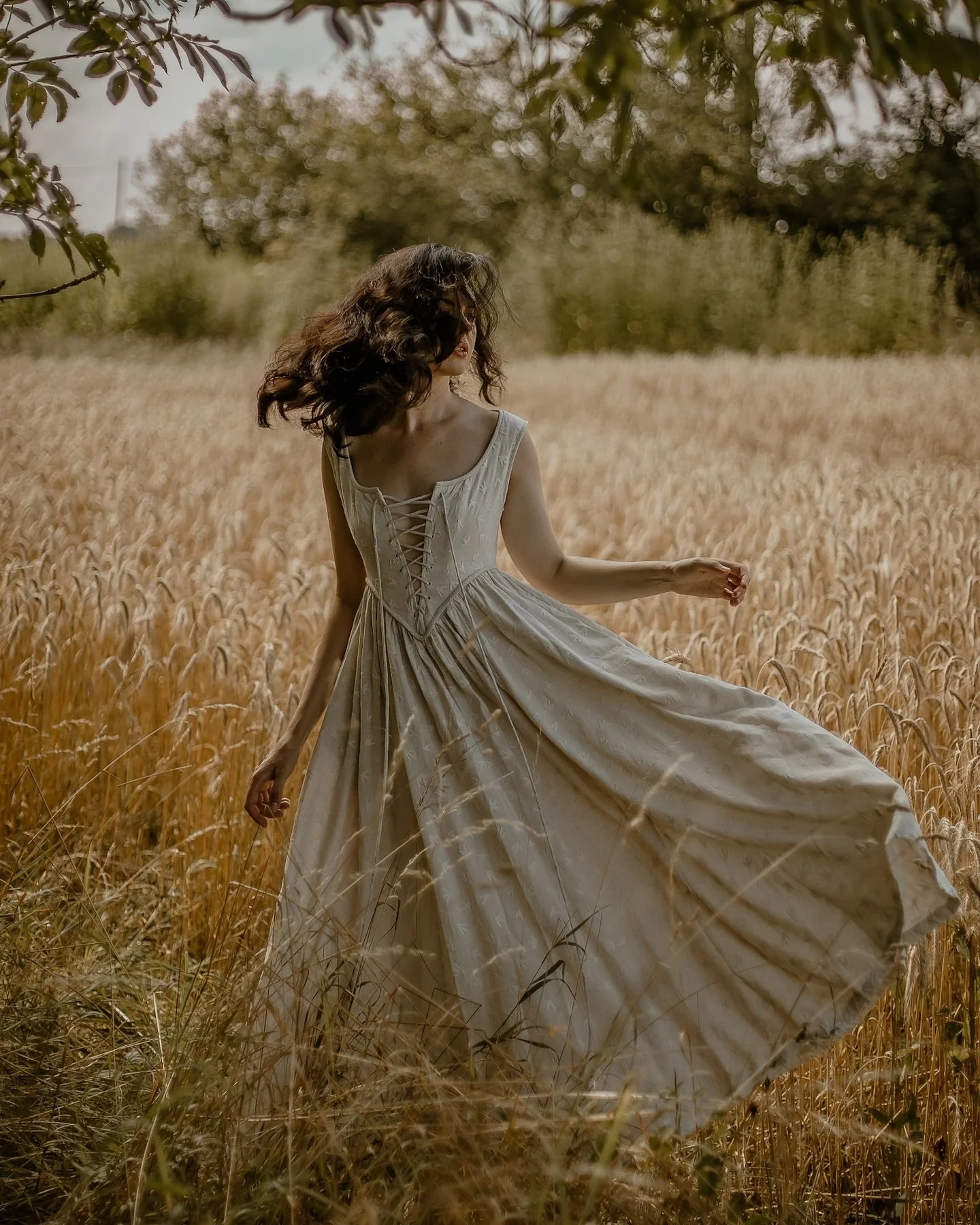 Anis 23 | Lace-up Jacquard Linen Corset Dress - Image 2