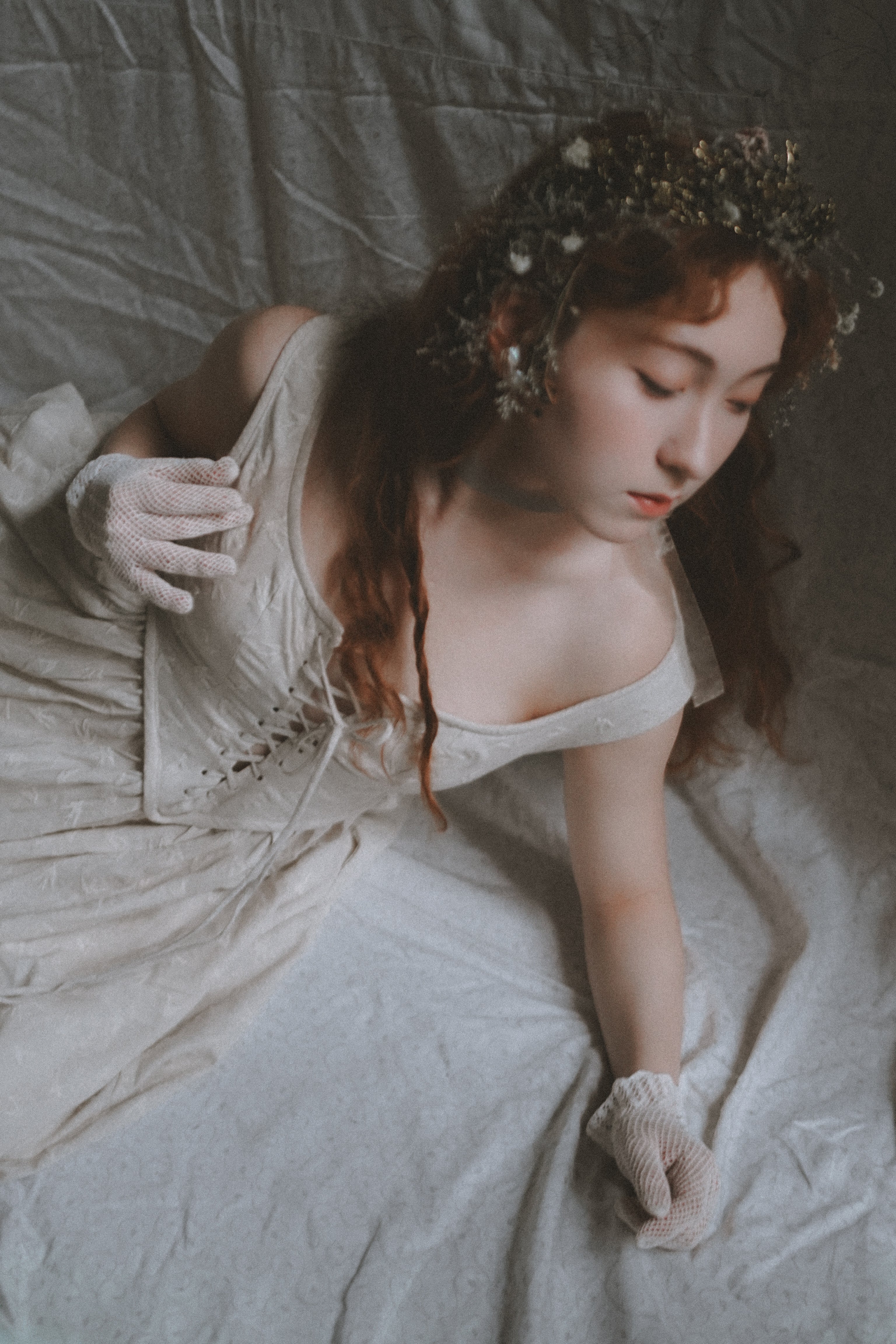 Anis 23 | Lace-up Jacquard Linen Corset Dress - Image 7