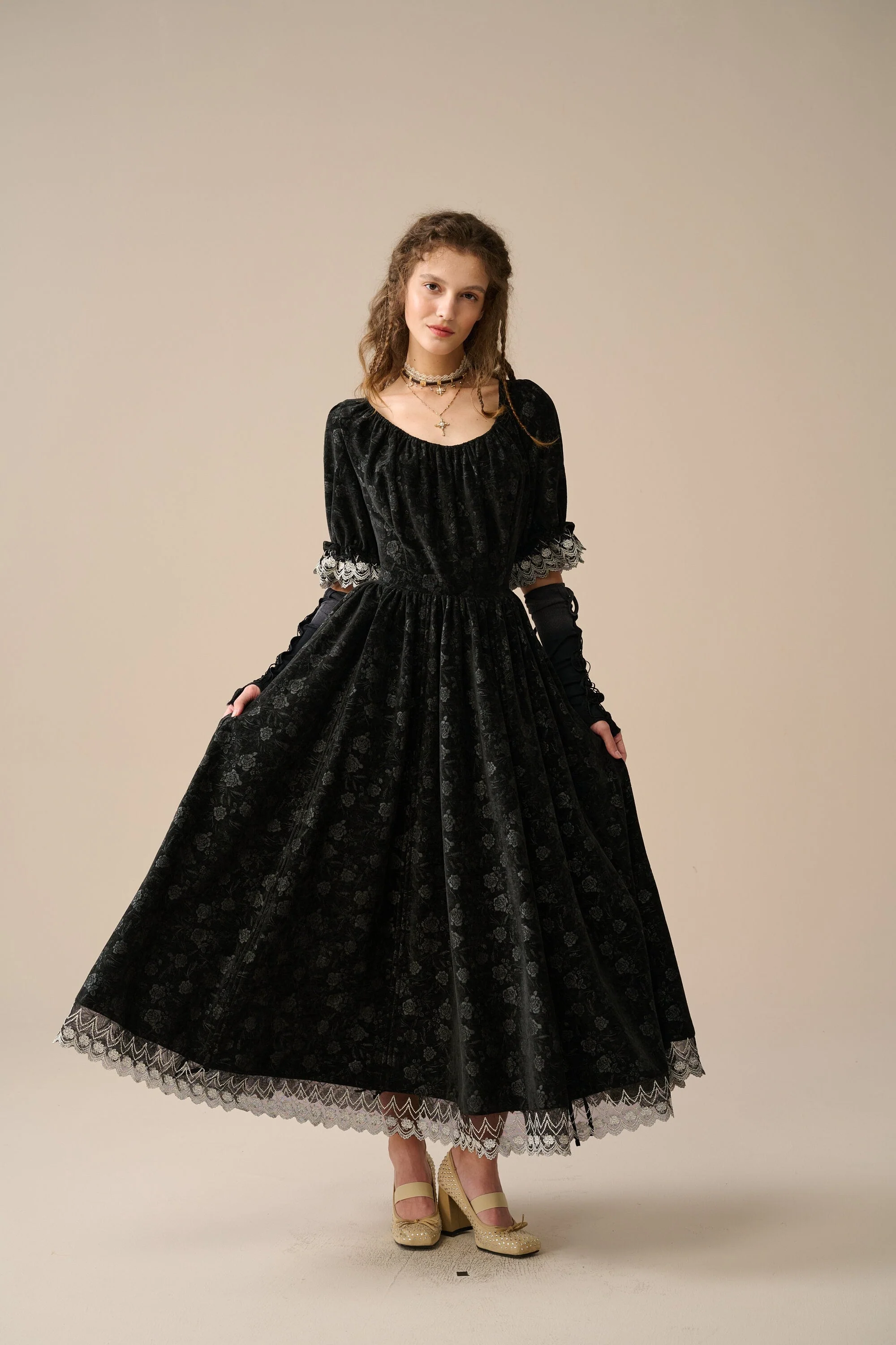 Elowen 27 | Lace velvet dress gown ( 2 way to wear ) - Image 10