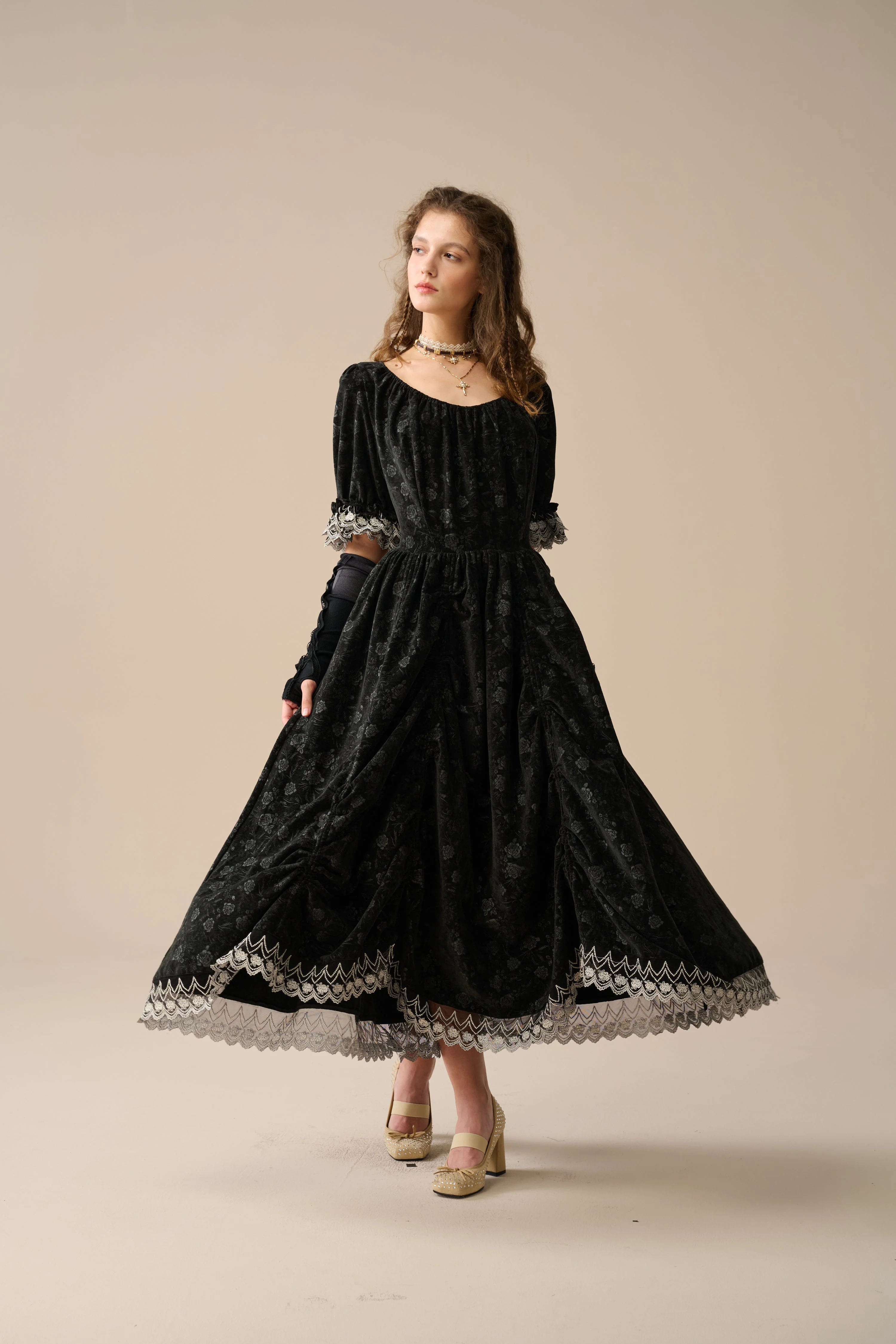 Elowen 27 | Lace velvet dress gown ( 2 way to wear ) - Image 12