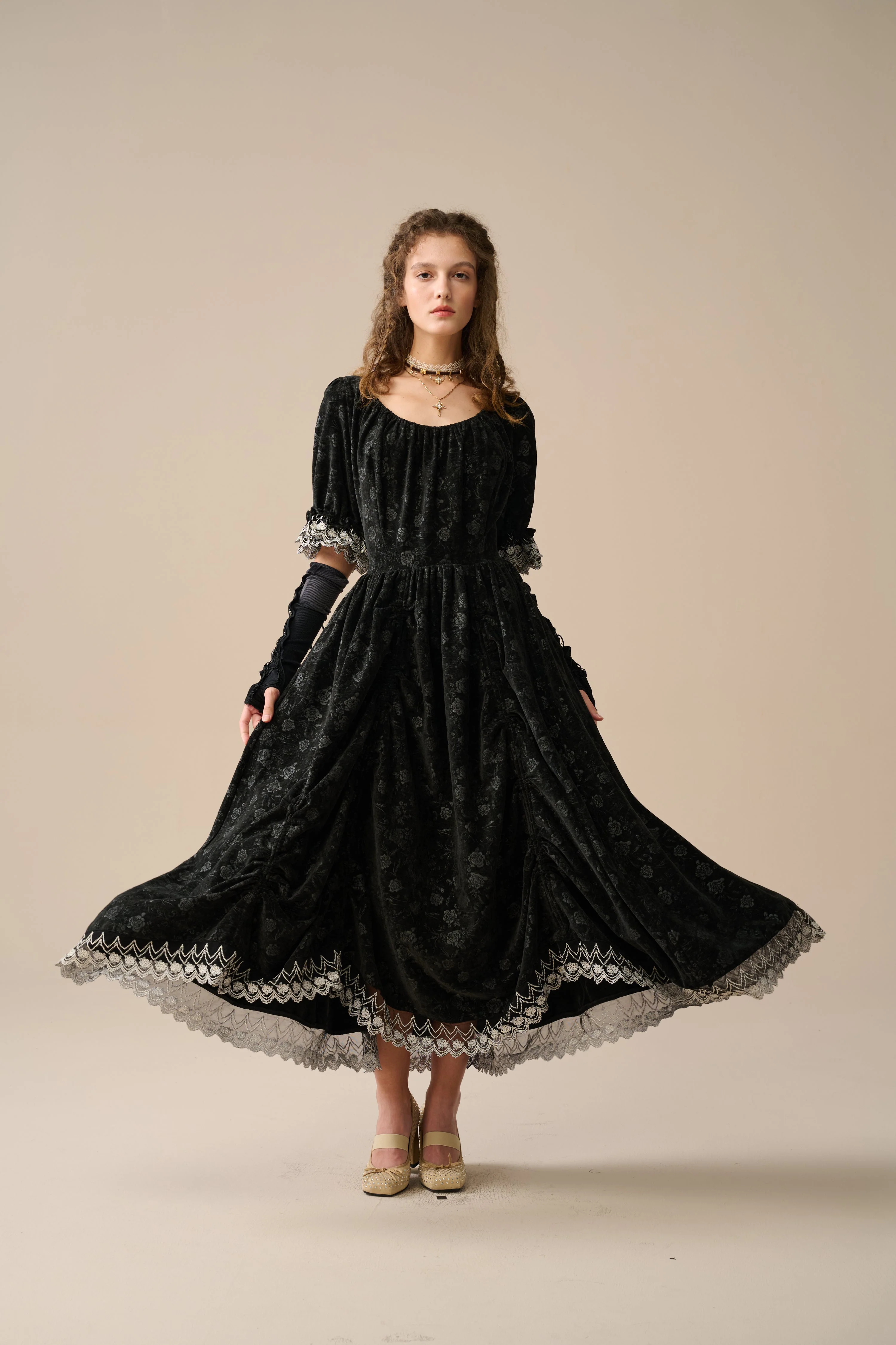 Elowen 27 | Lace velvet dress gown ( 2 way to wear ) - Image 13
