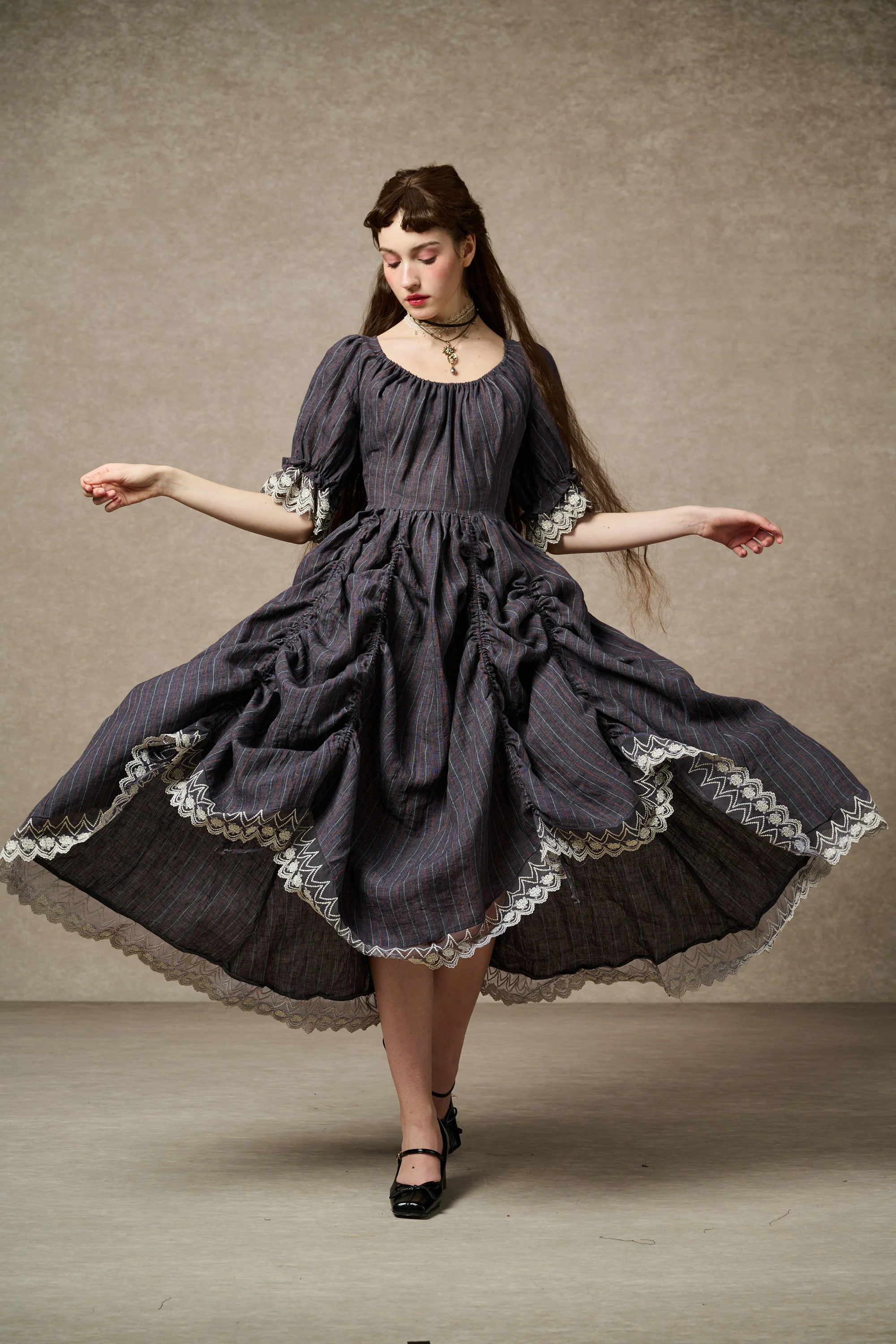 Elowen 27 | Lace Linen dress gown ( 2 way to wear ) - Image 22