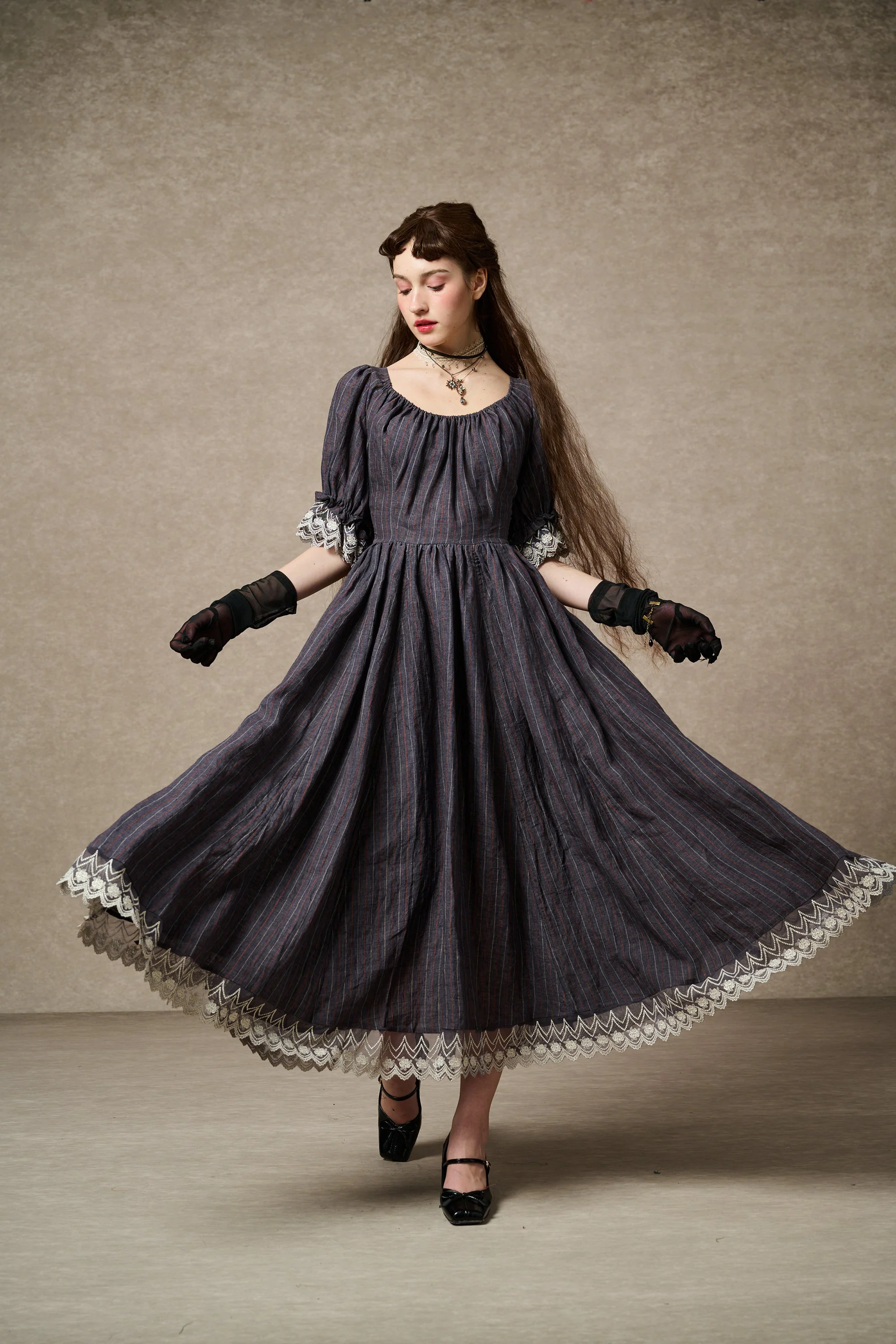 Elowen 27 | Lace Linen dress gown ( 2 way to wear ) - Image 23