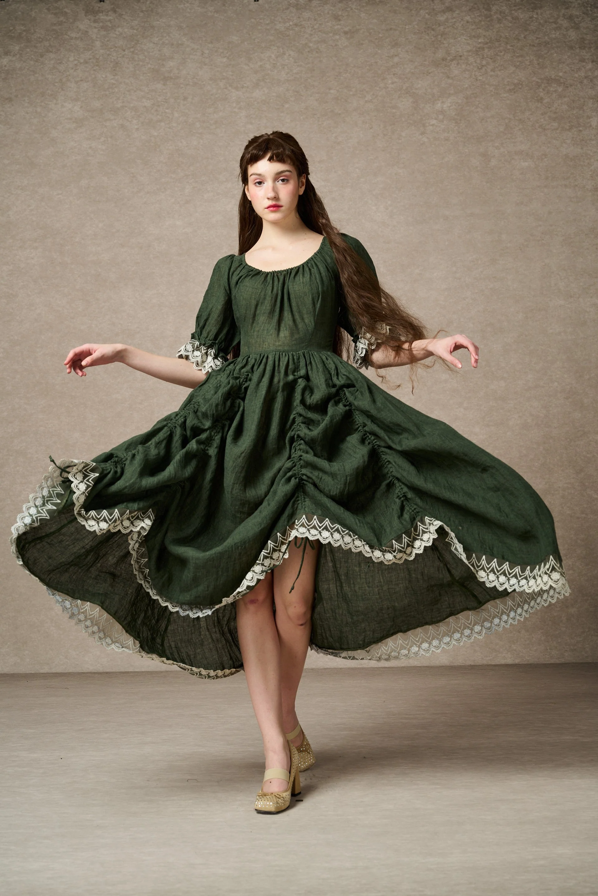 Elowen 27 | Lace Linen dress gown ( 2 way to wear ) - Image 17