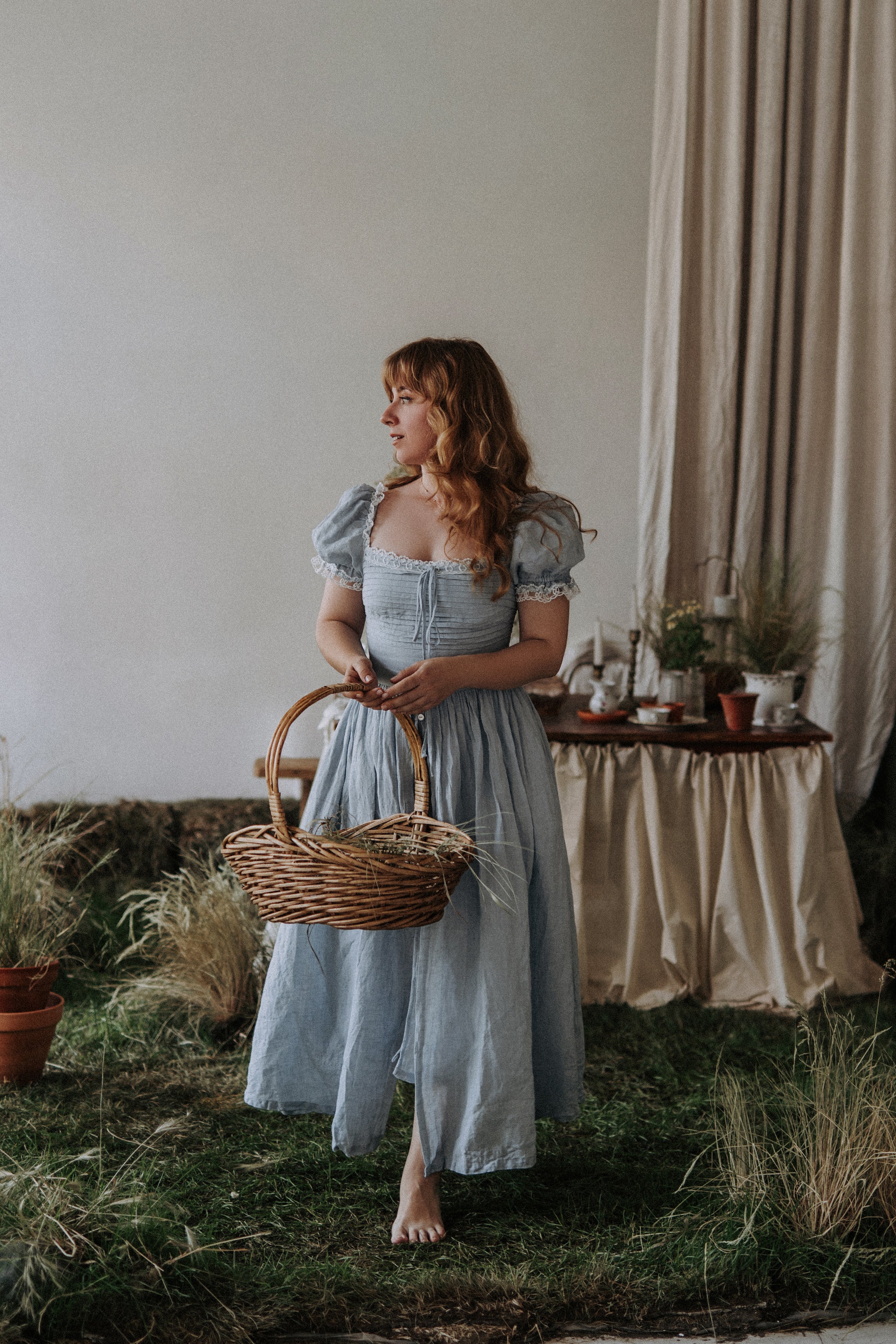 Monet Haze 26 | Fairy layered Linen Dress with pintucks - Image 23