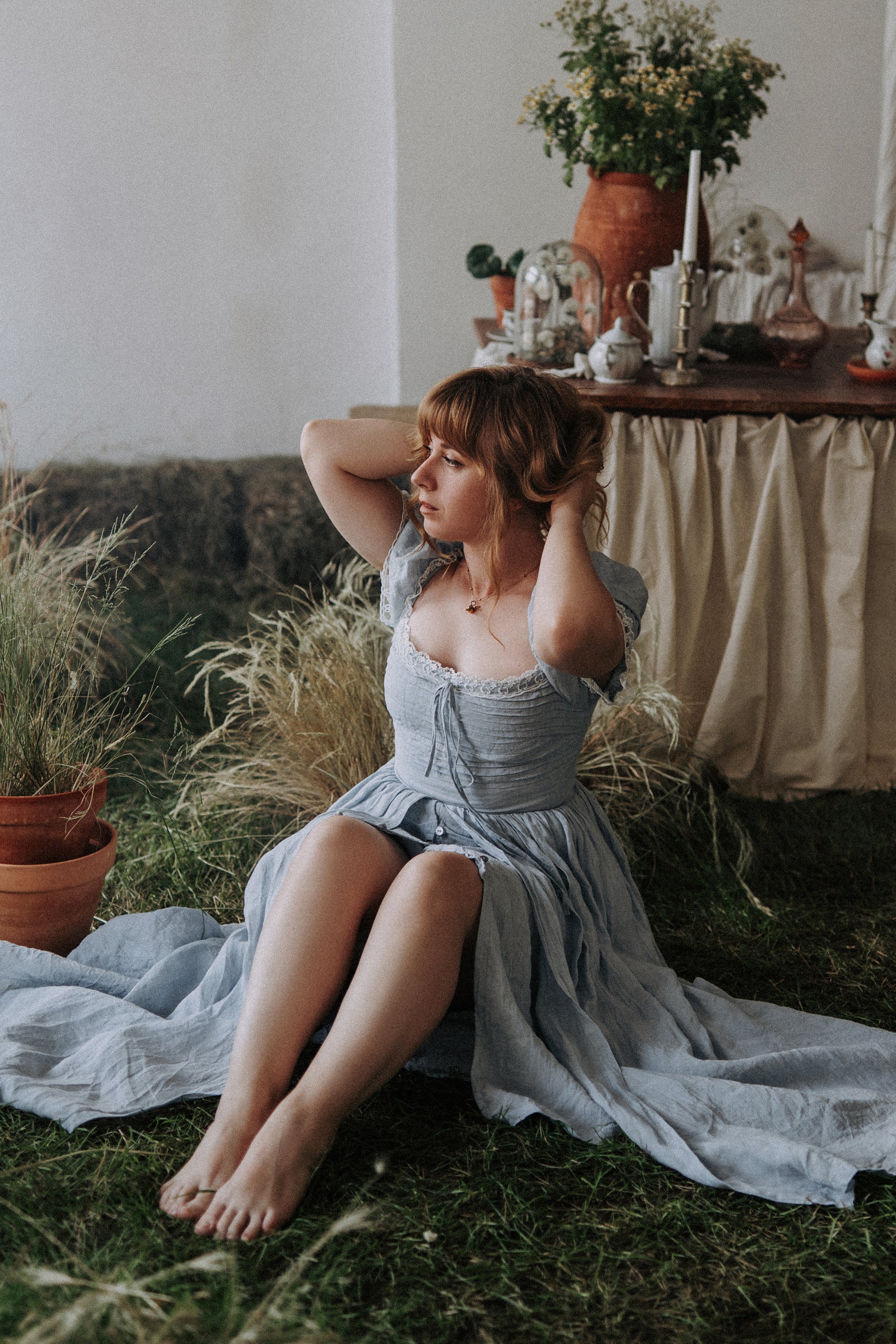 Monet Haze 26 | Fairy layered Linen Dress with pintucks - Image 24