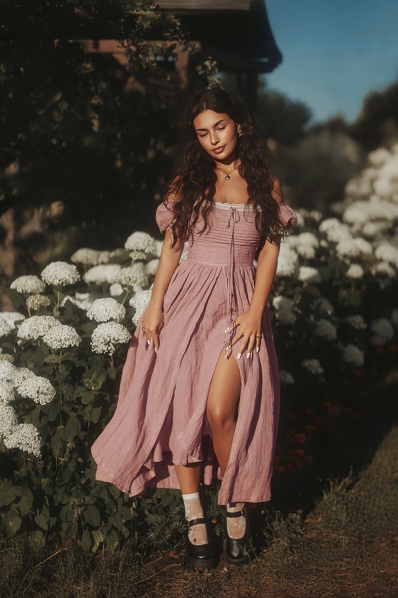 Monet Haze 26 | Fairy layered Linen Dress with pintucks - Image 2