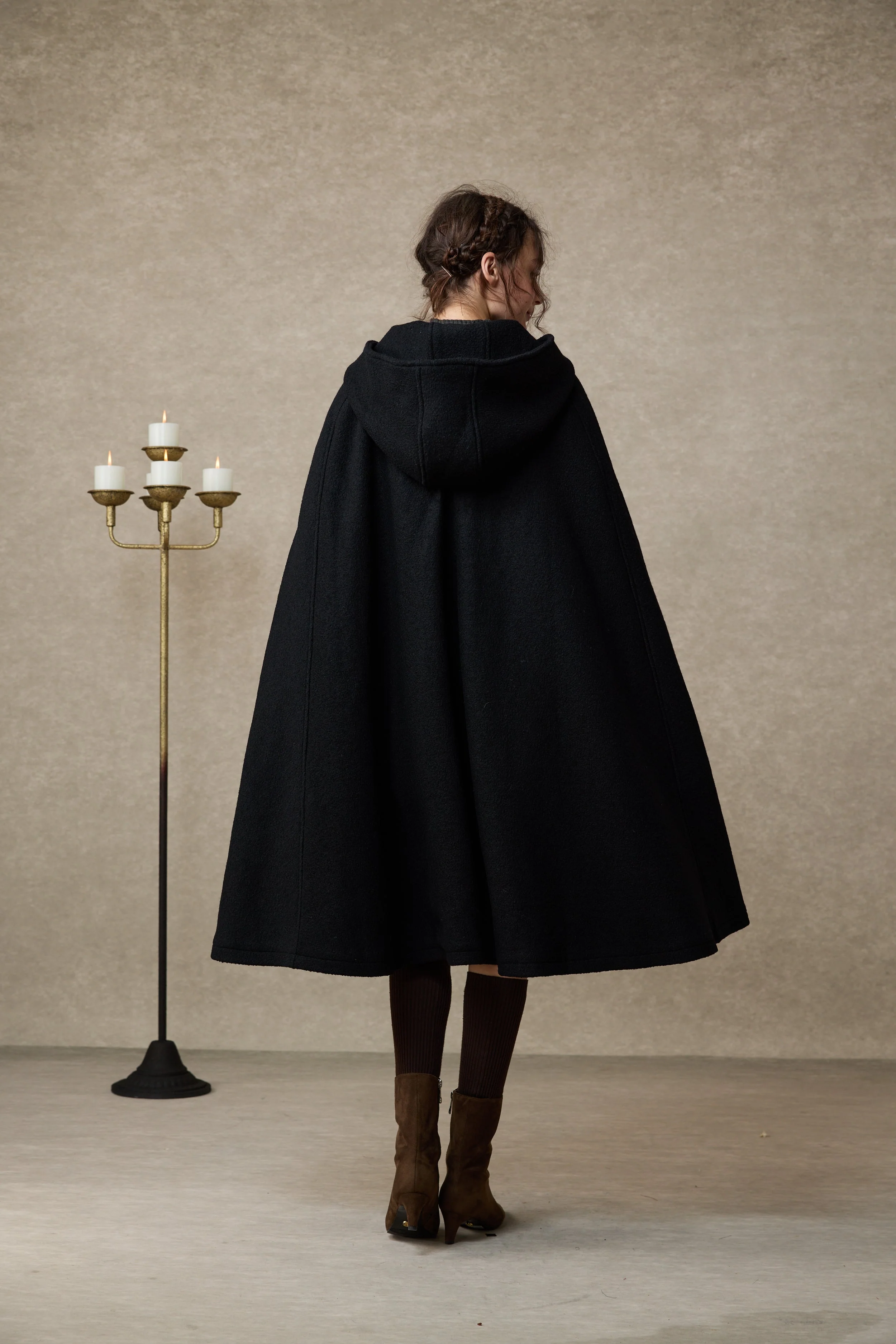 Briar 33 | 100% Wool Hooded Cape Coat - Image 8