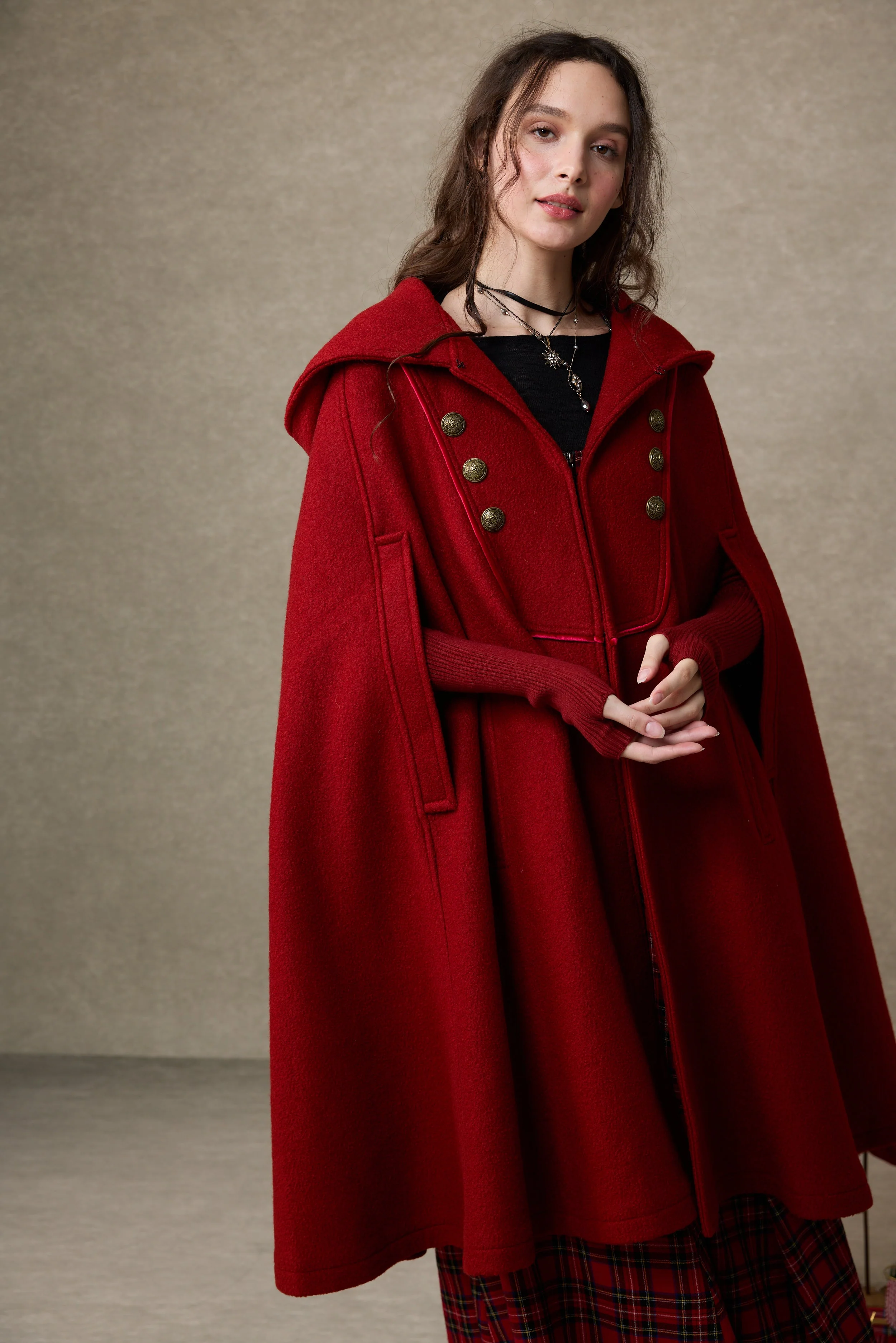 Briar 33 | 100% Wool Hooded Cape Coat - Image 6