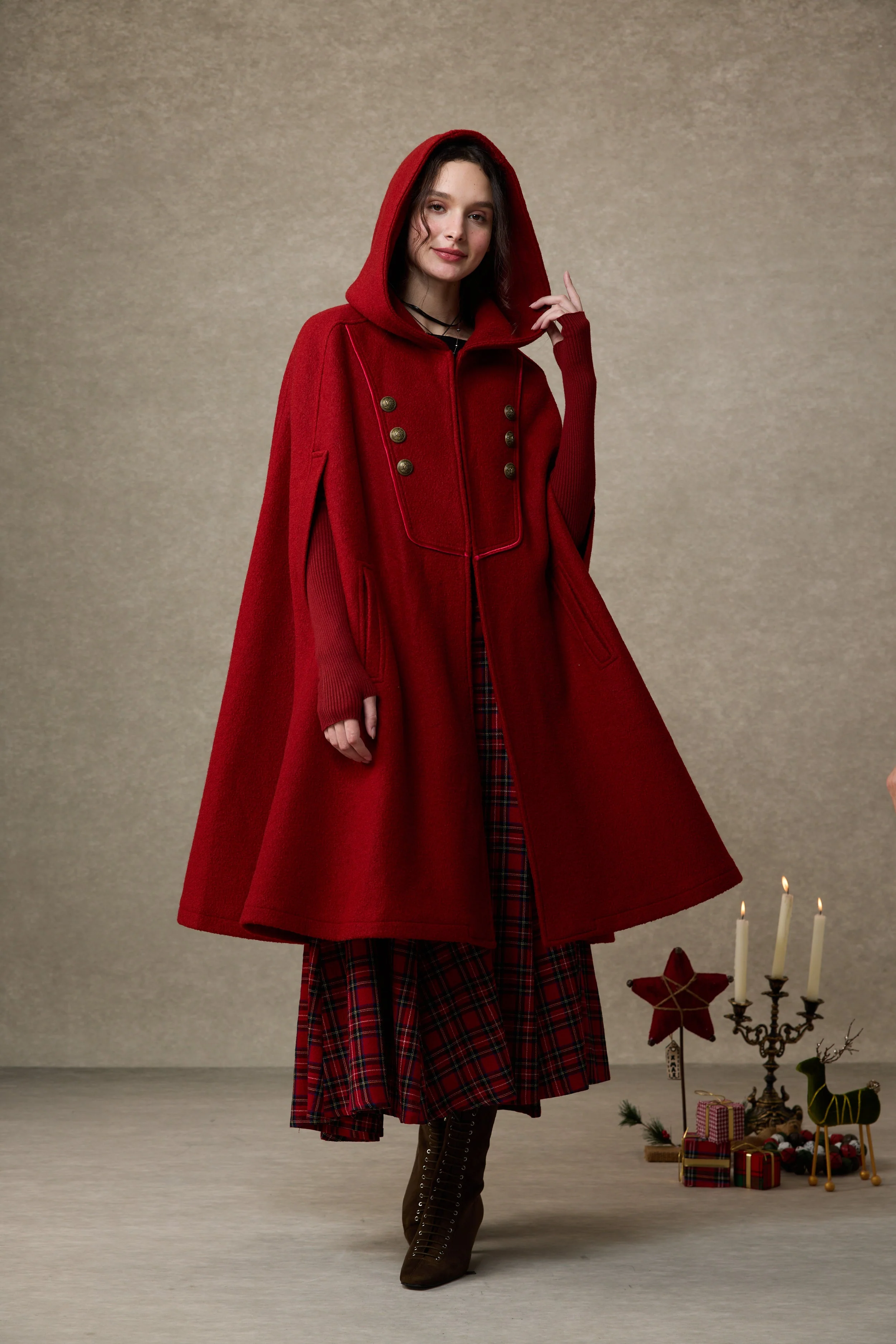 Briar 33 | 100% Wool Hooded Cape Coat - Image 7
