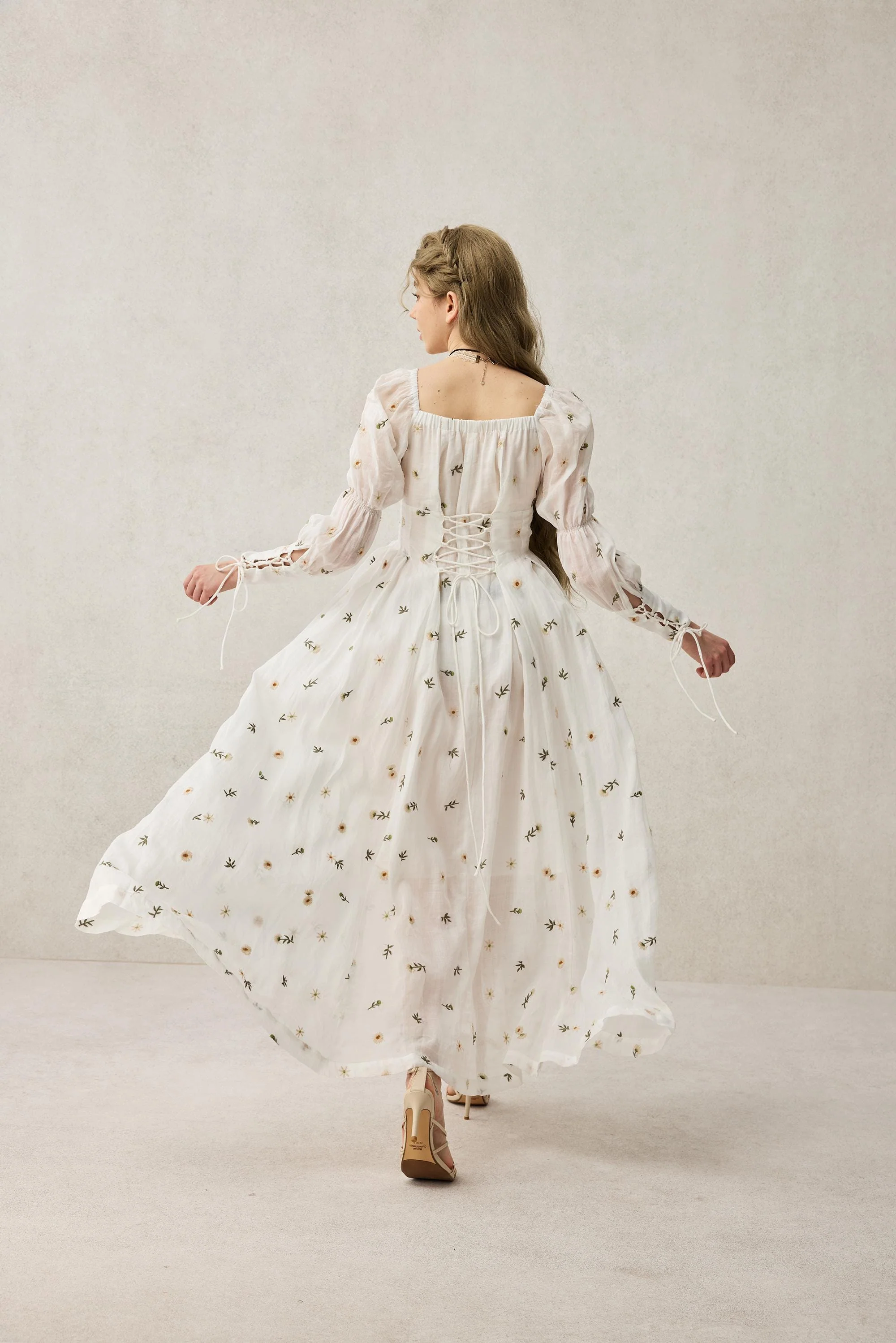 Phoenix 24 | Embroidery Daisy Linen Dress - Image 14