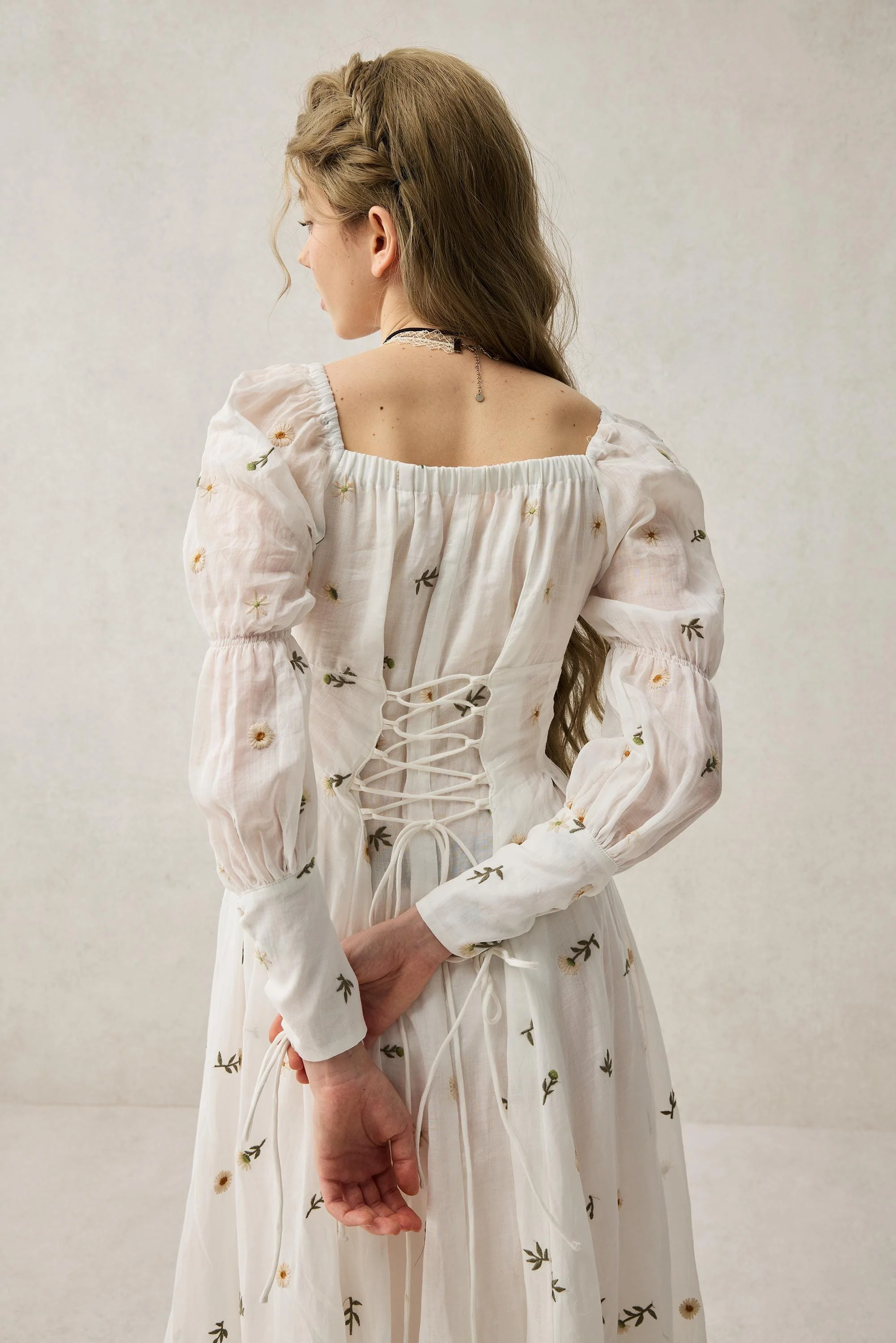 Phoenix 24 | Embroidery Daisy Linen Dress - Image 15