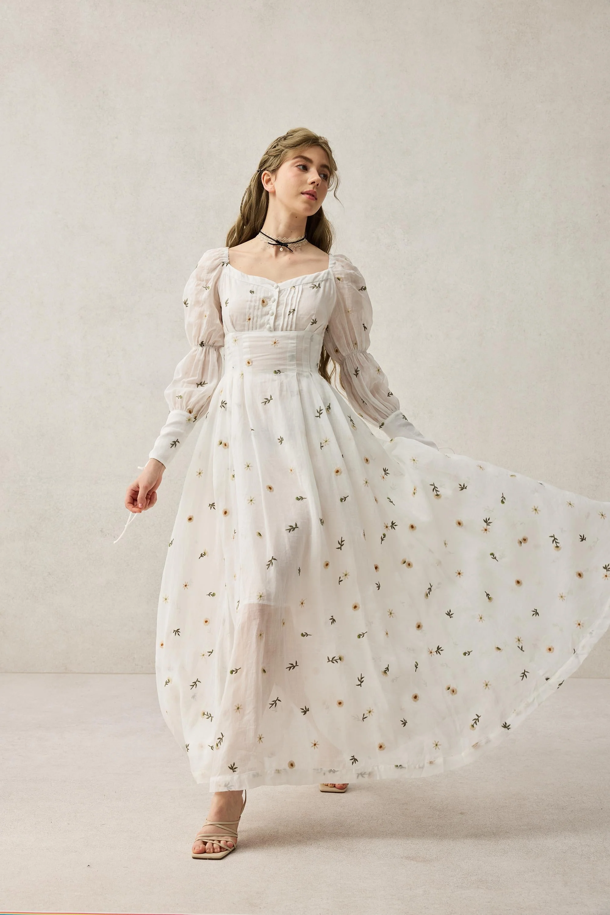 Phoenix 24 | Embroidery Daisy Linen Dress - Image 16