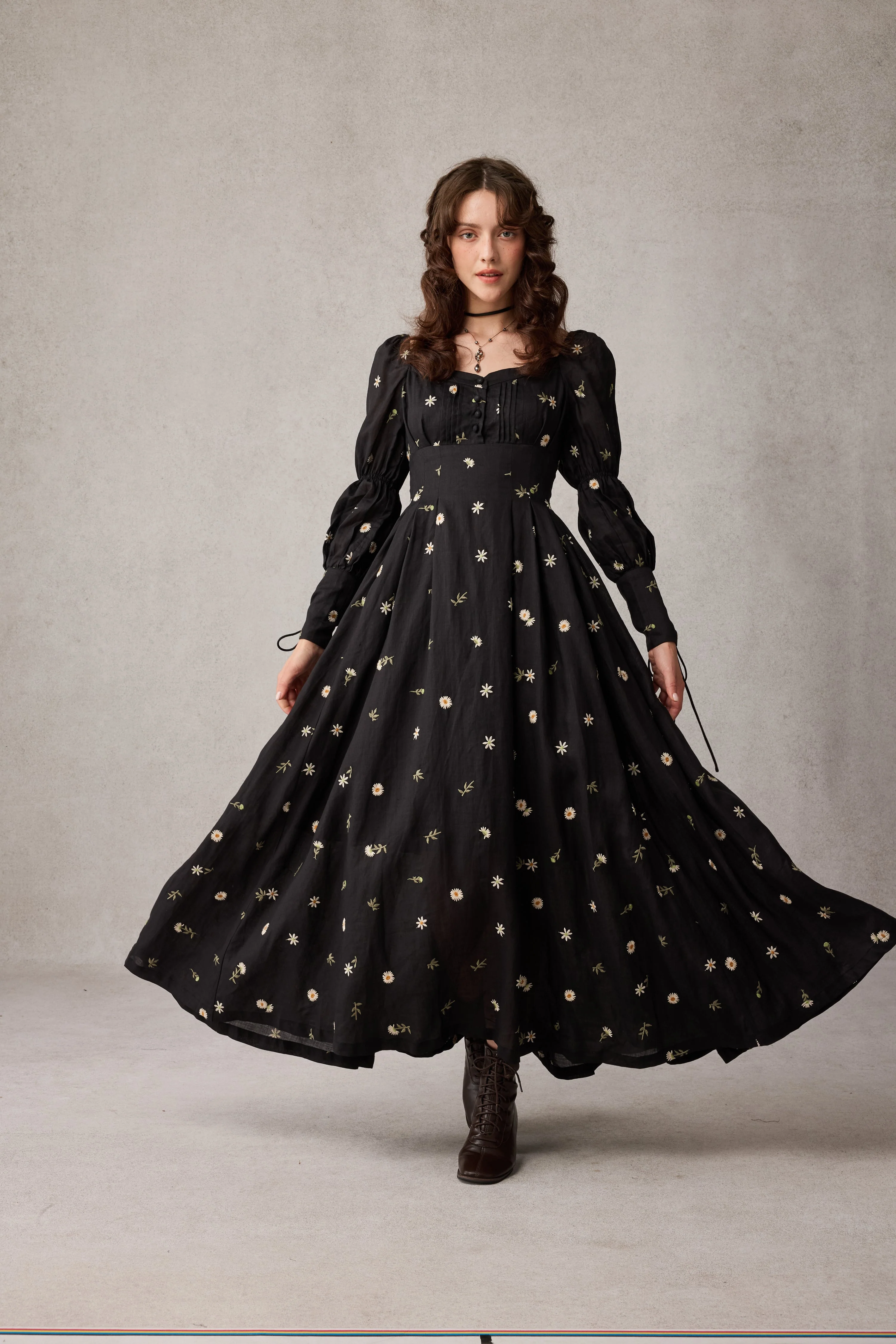 Sakura 21 | Lace-up maxi linen dress - Image 36