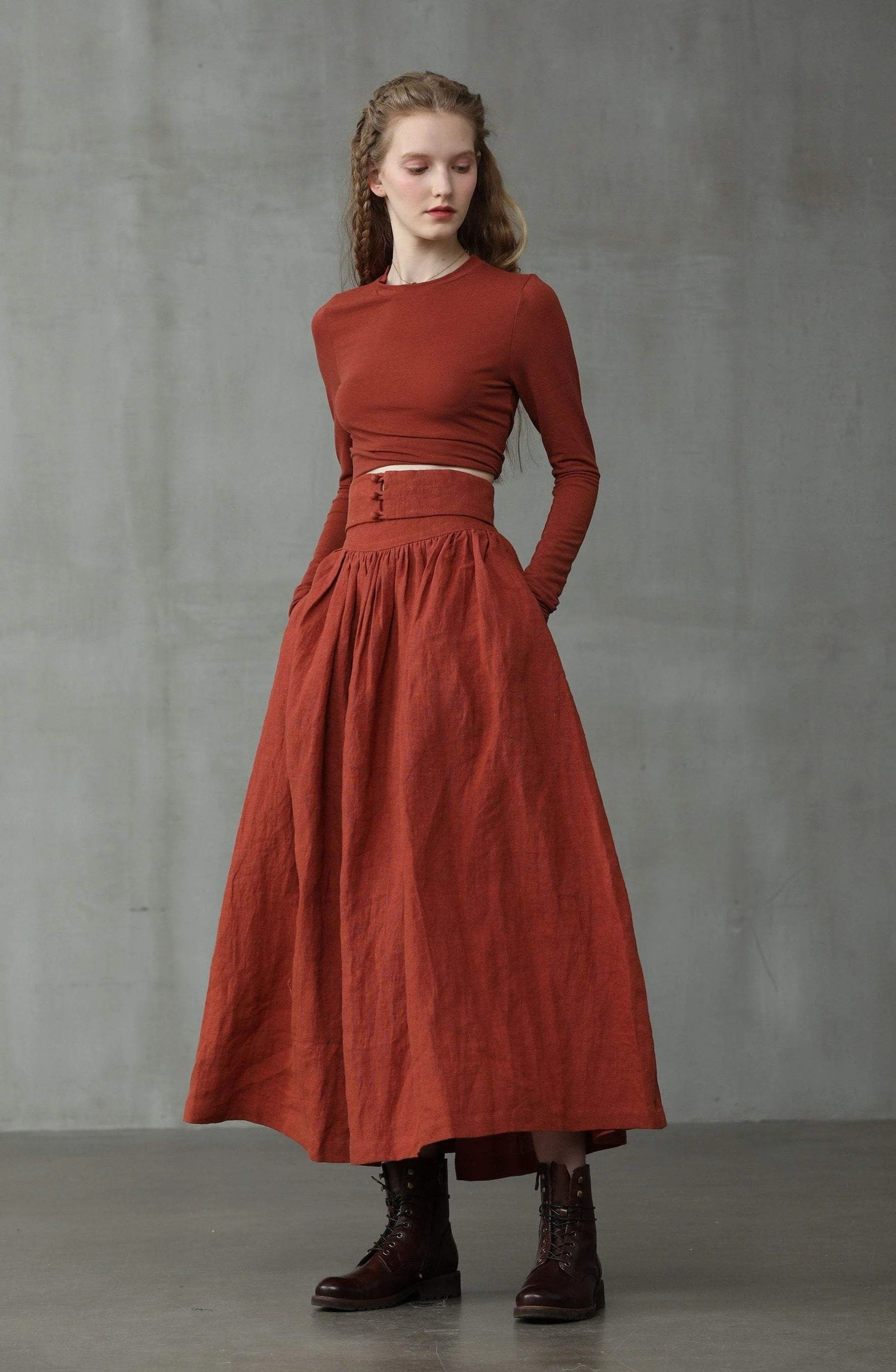 Hannah 38 |  Girdle linen skirt - Image 6