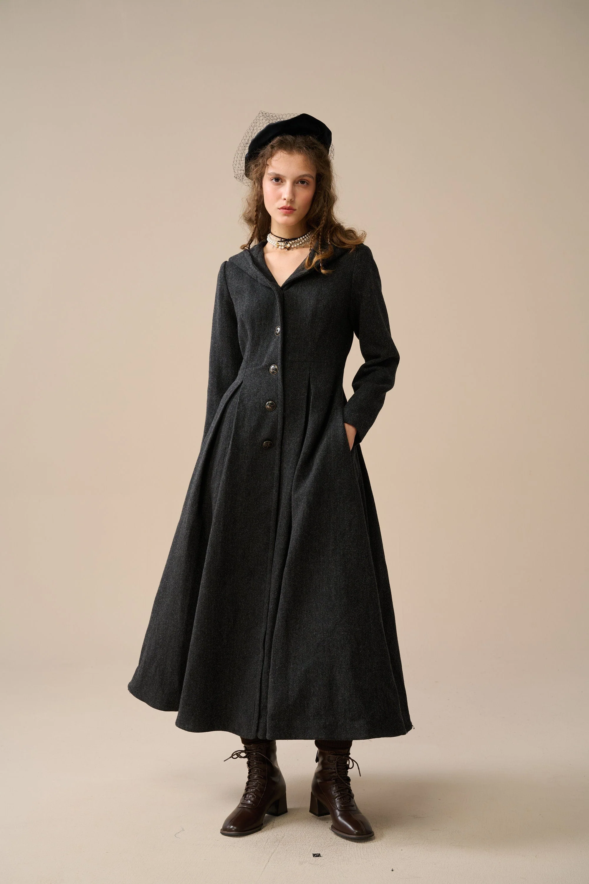 My Fair Lady 26 | Hooded Wool Coat - Image 14