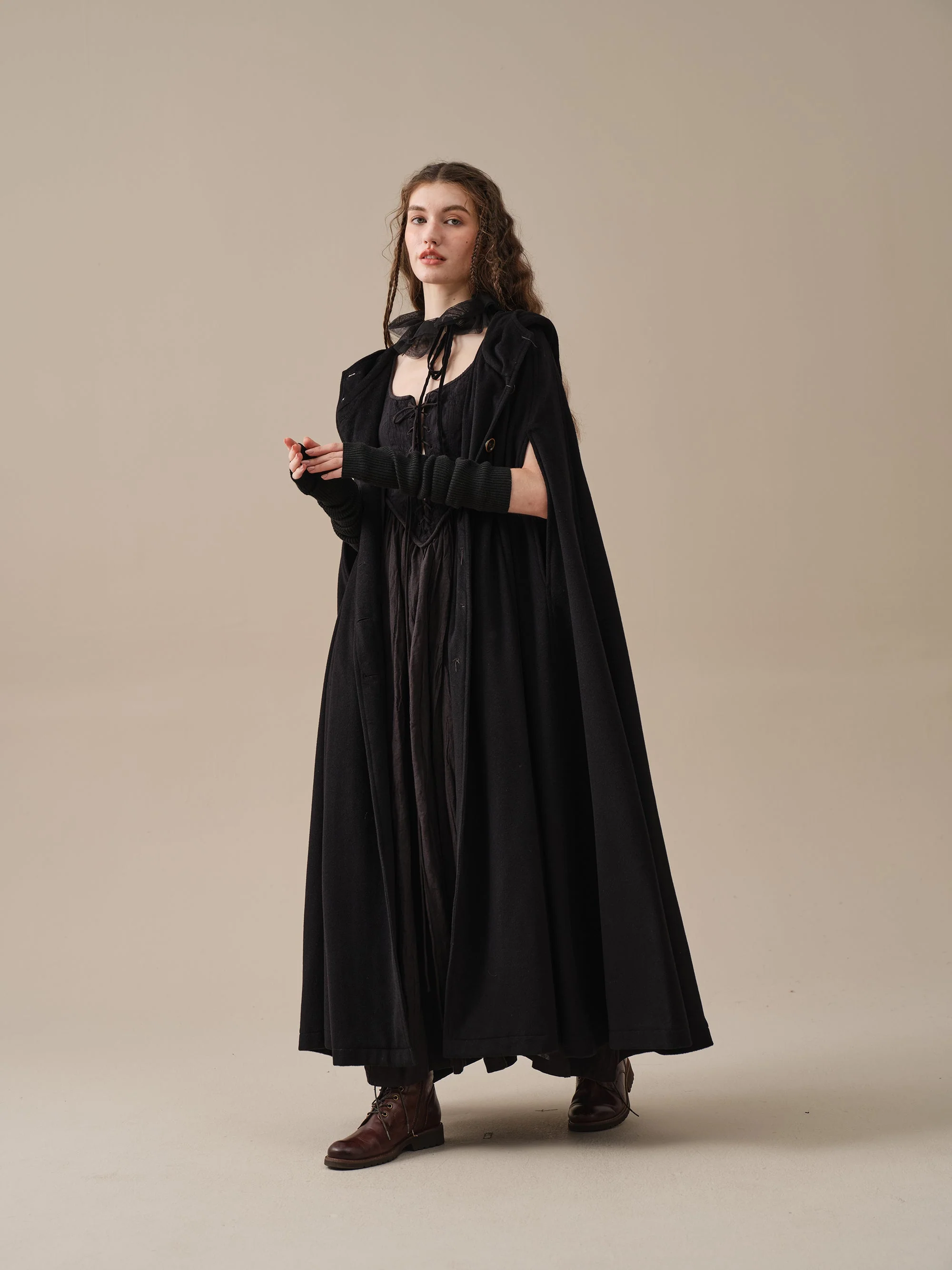 ARIEL 14 | HOODED WOOL CLOAK COAT - Image 13