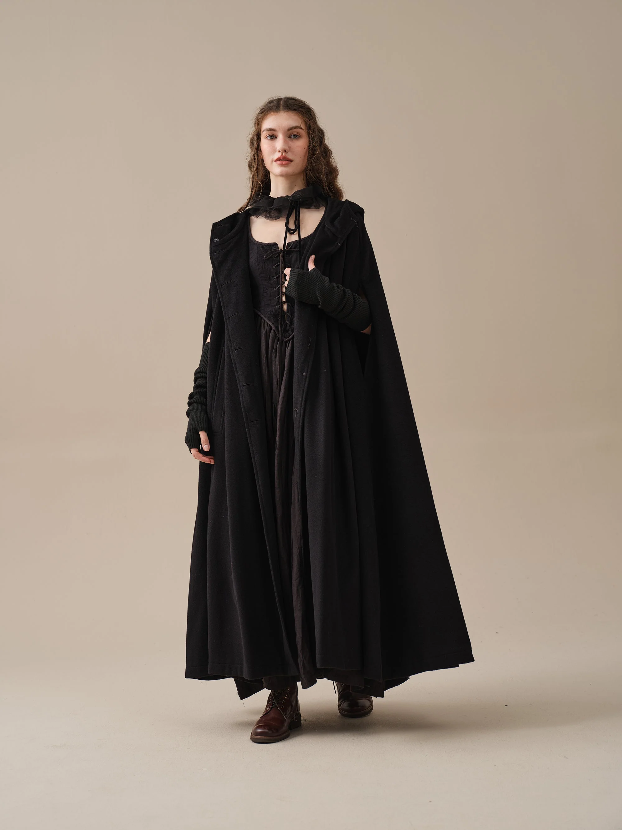 ARIEL 14 | HOODED WOOL CLOAK COAT - Image 16