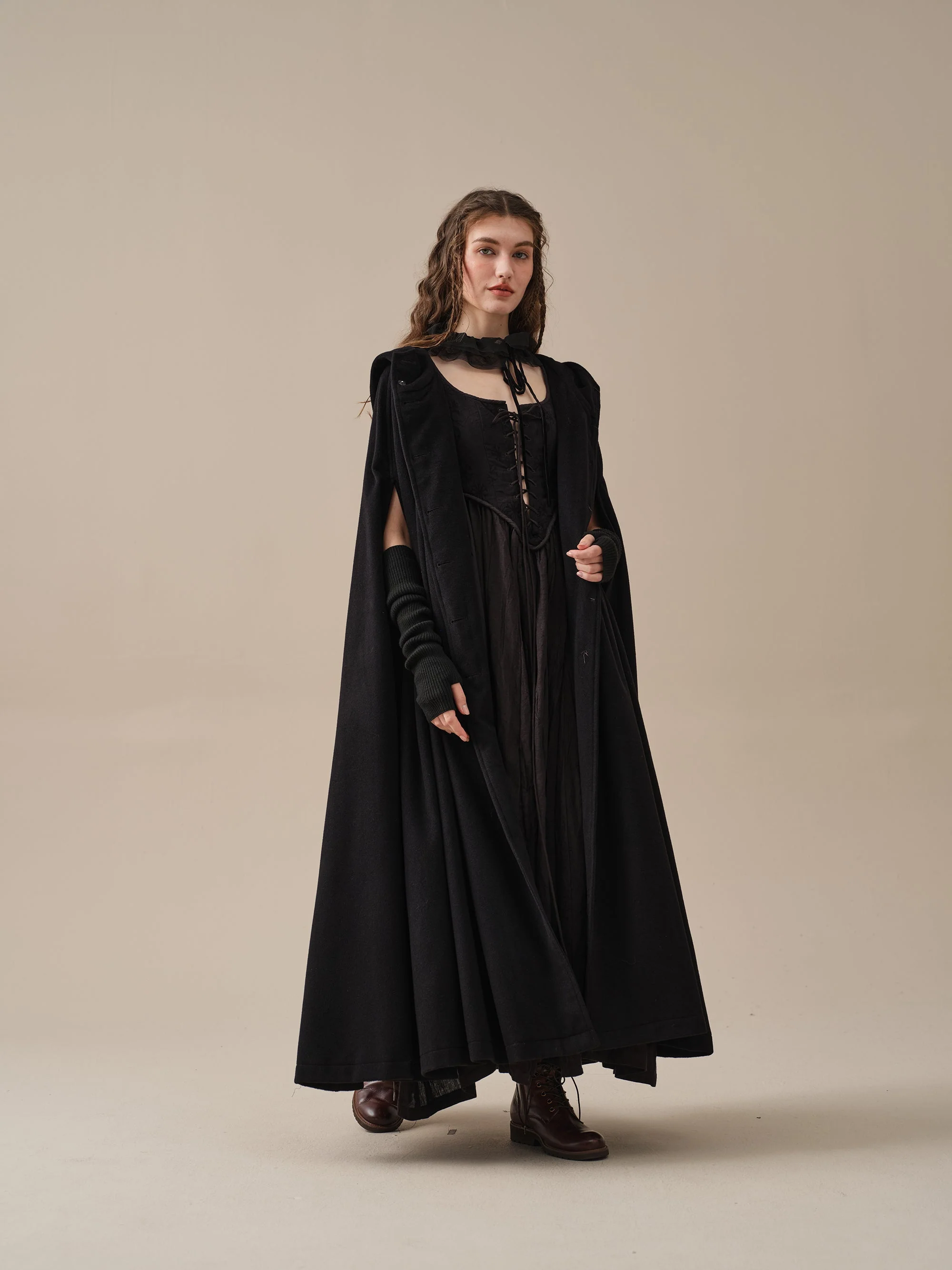 ARIEL 14 | HOODED WOOL CLOAK COAT - Image 17