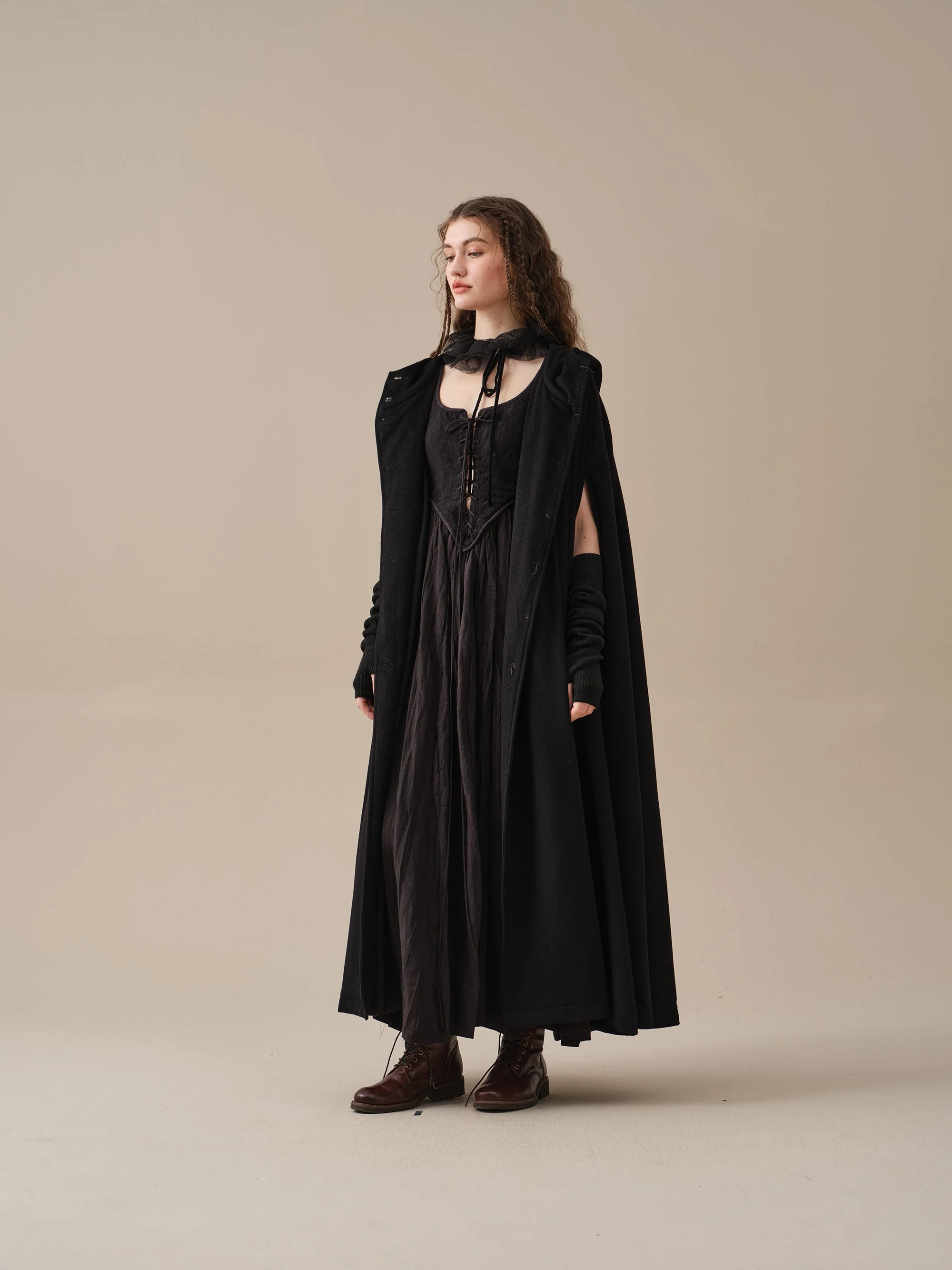ARIEL 14 | HOODED WOOL CLOAK COAT - Image 18