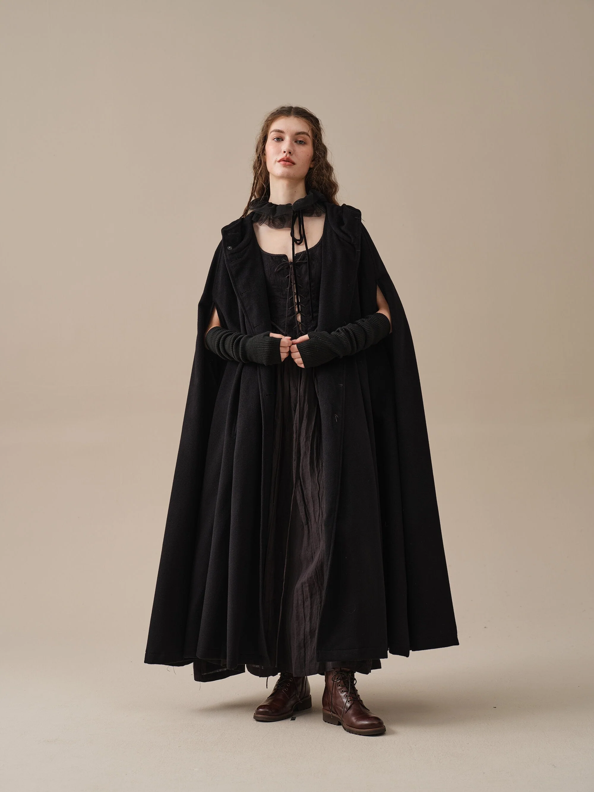 ARIEL 14 | HOODED WOOL CLOAK COAT - Image 4