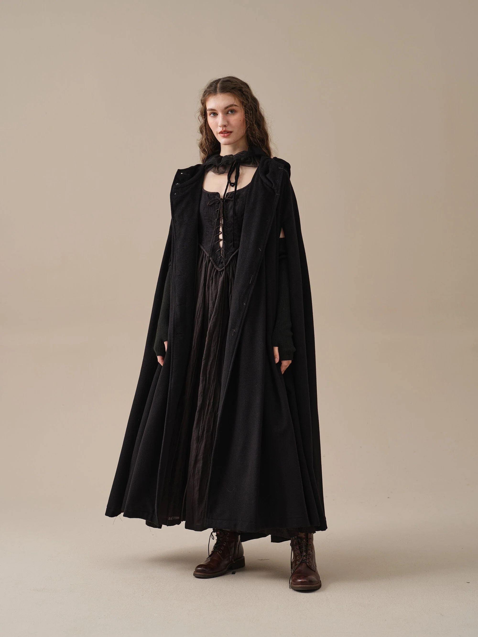 ARIEL 14 | HOODED WOOL CLOAK COAT - Image 5