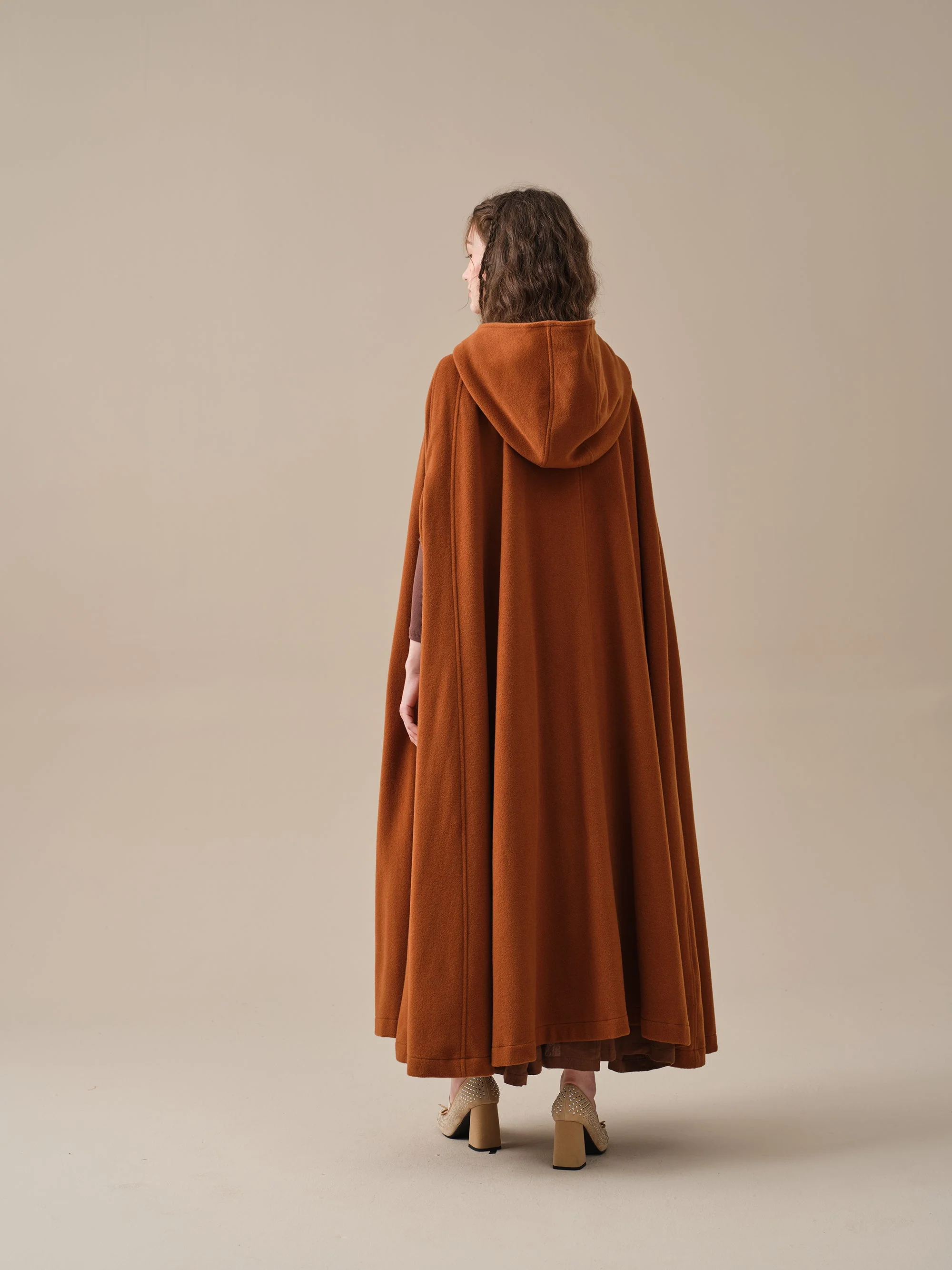 ARIEL 14 | HOODED WOOL CLOAK COAT - Image 19