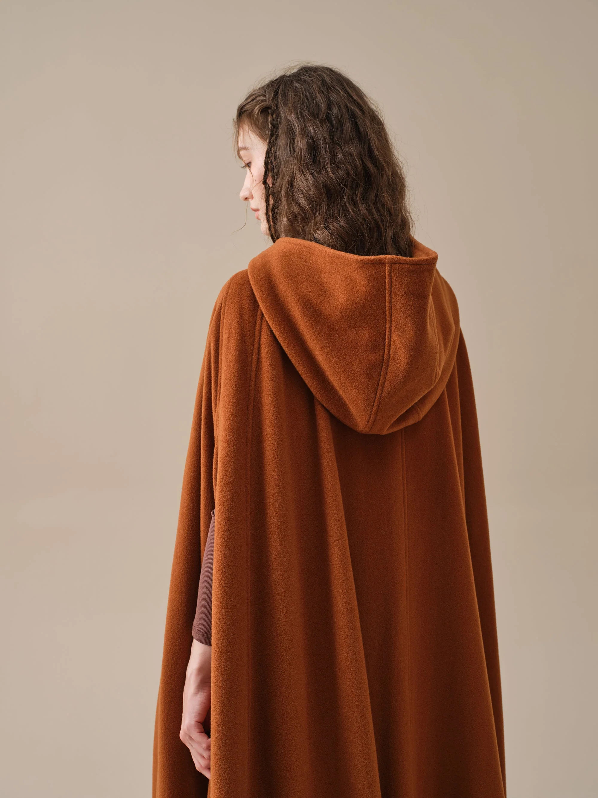 ARIEL 14 | HOODED WOOL CLOAK COAT - Image 20