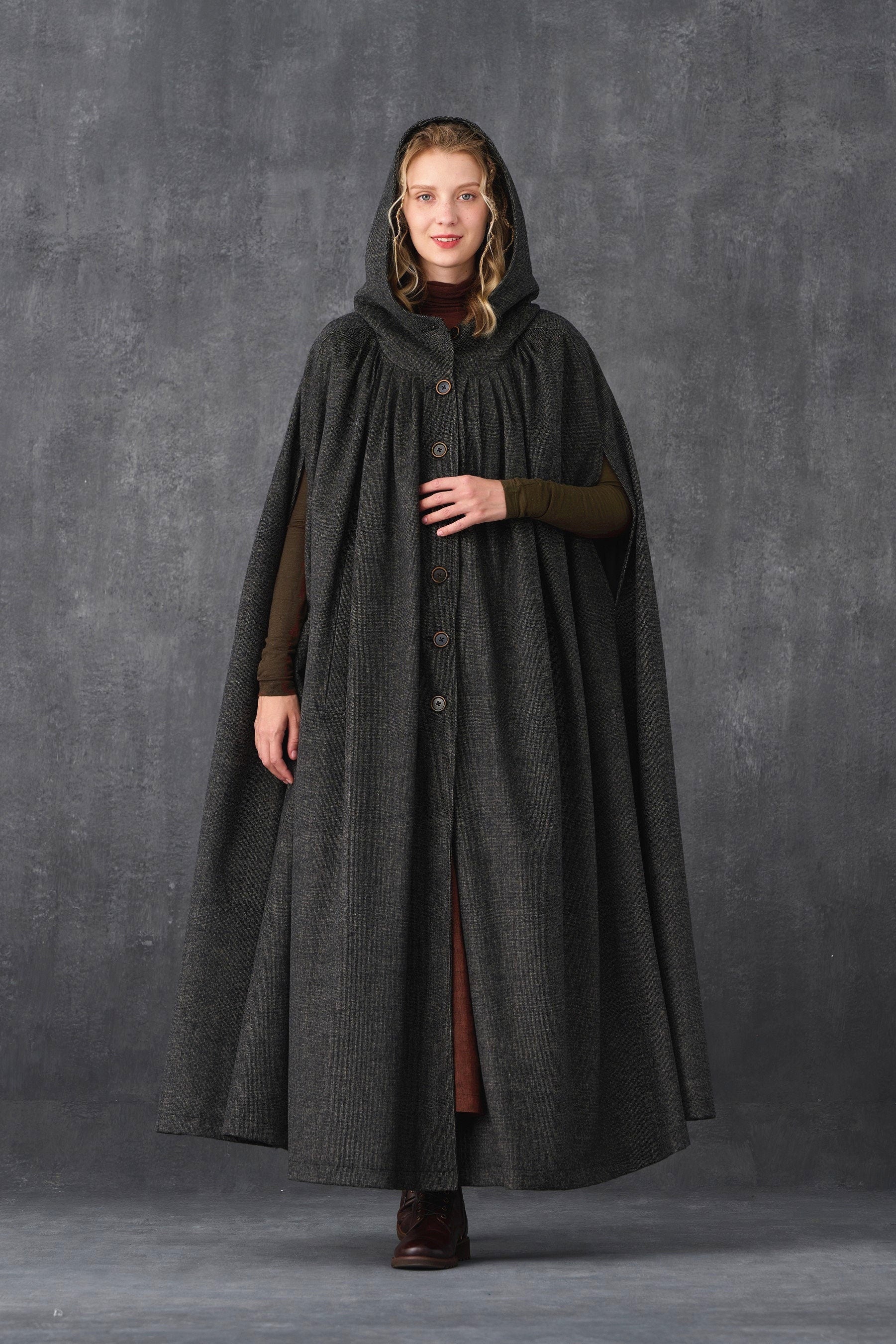 ARIEL 14 | HOODED WOOL CLOAK COAT - Image 26