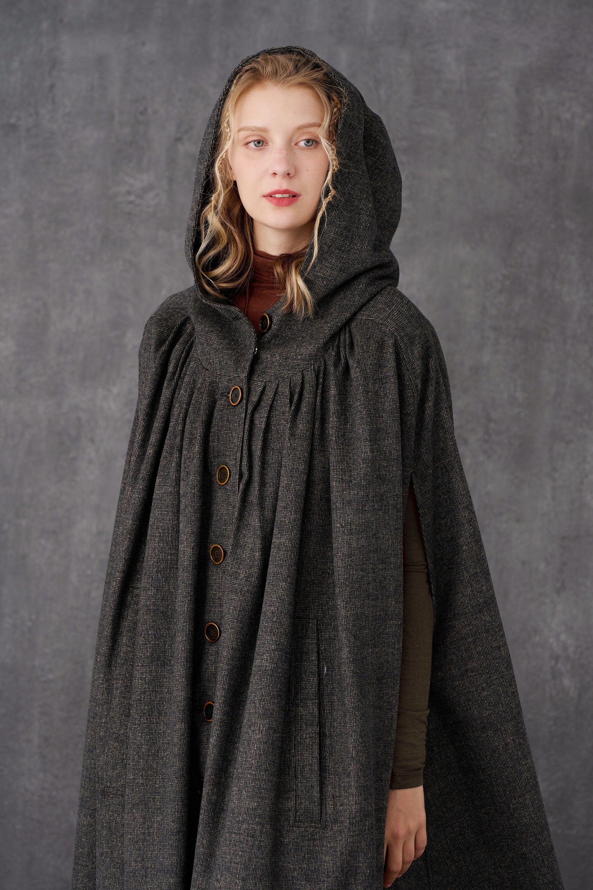 ARIEL 14 | HOODED WOOL CLOAK COAT - Image 10