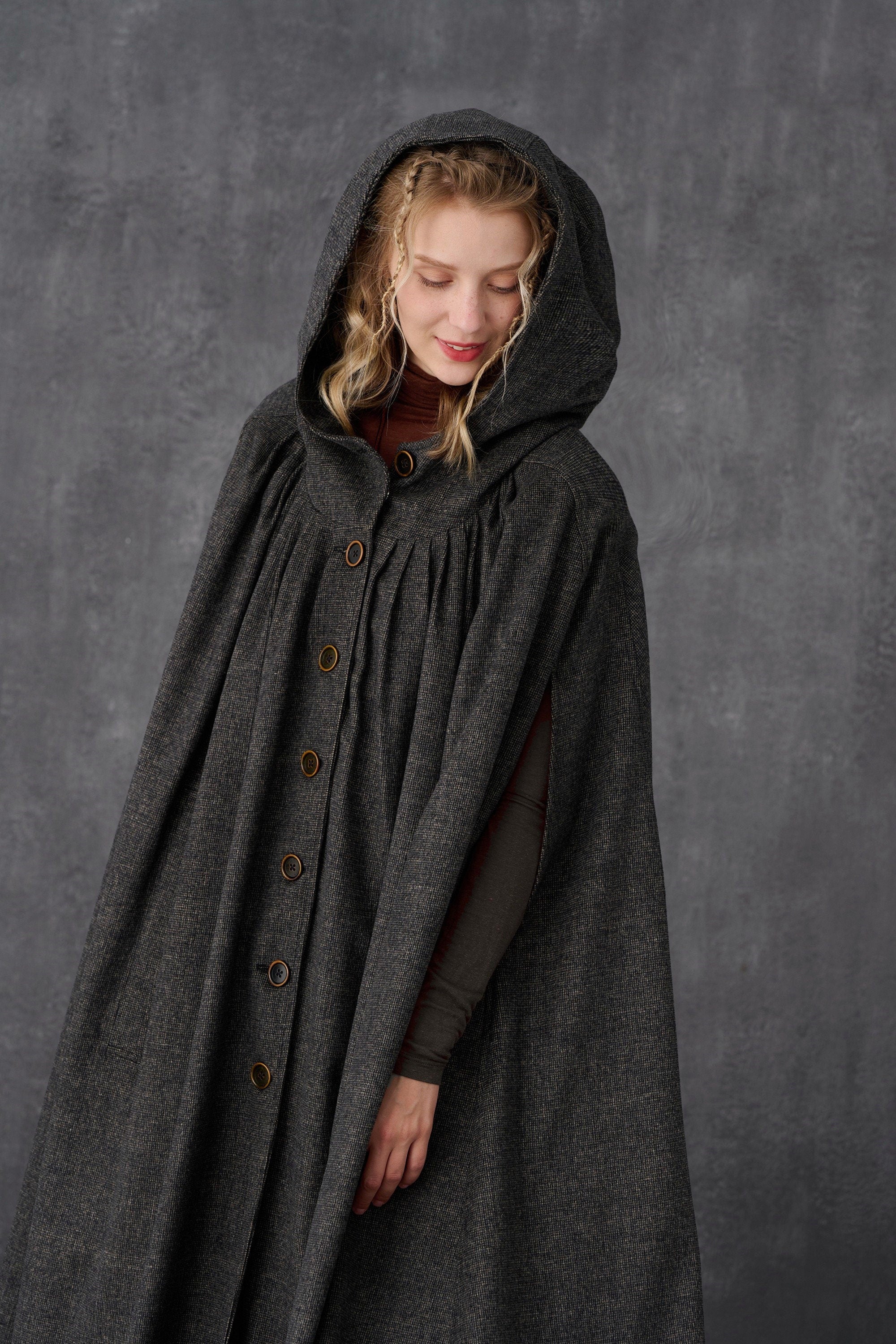 ARIEL 14 | HOODED WOOL CLOAK COAT - Image 13