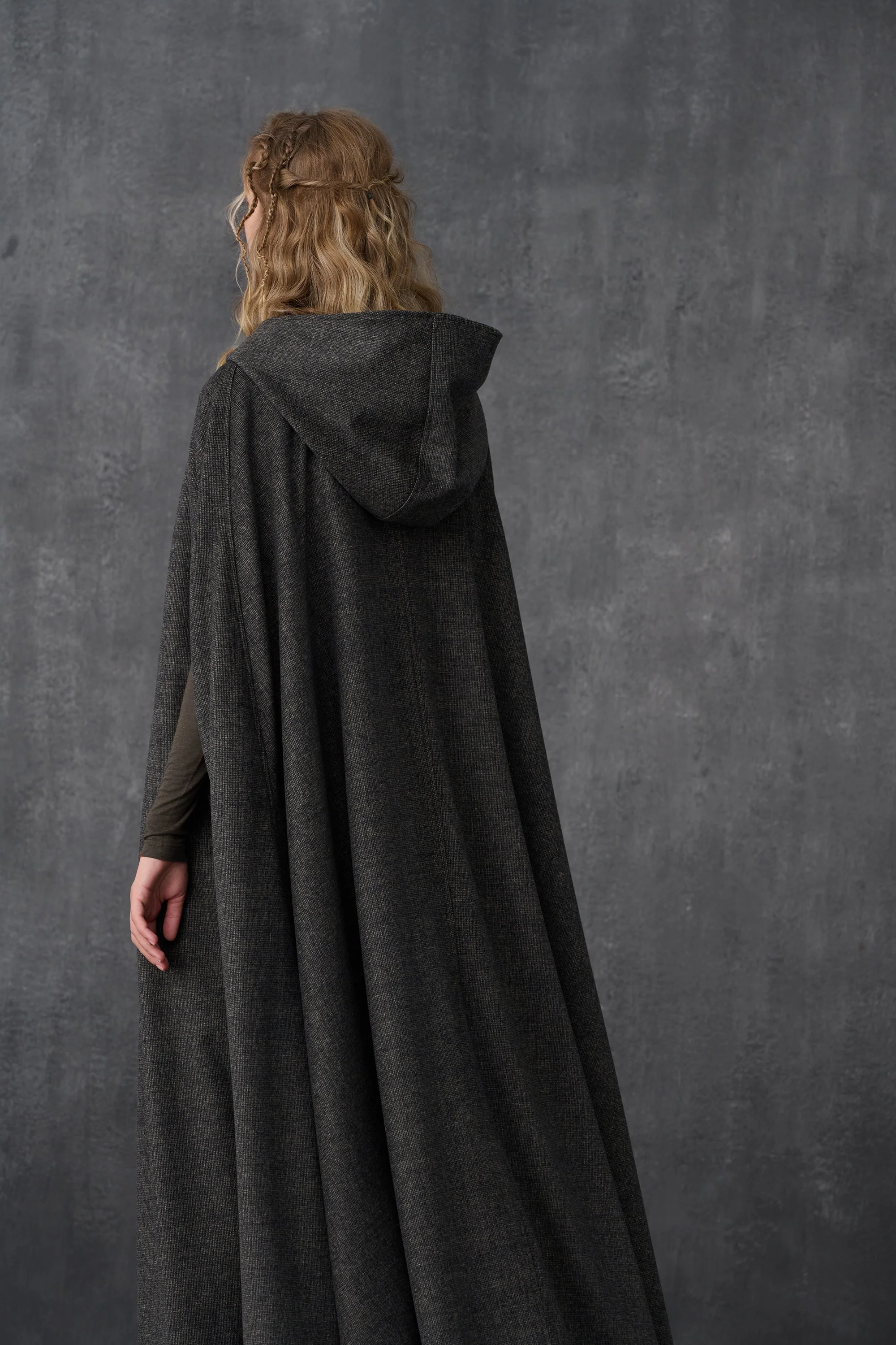 ARIEL 14 | HOODED WOOL CLOAK COAT - Image 18