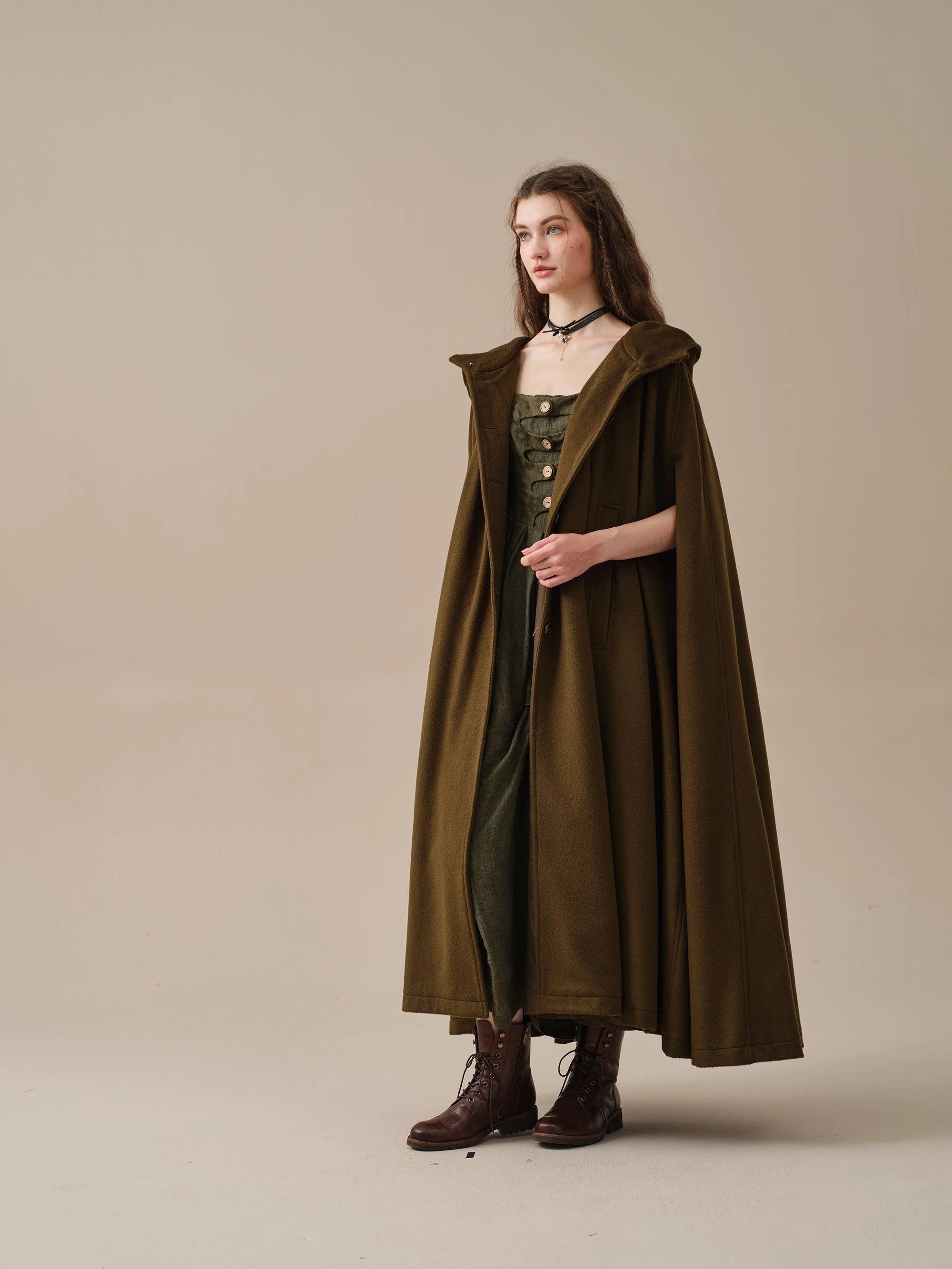 ARIEL 14 | HOODED WOOL CLOAK COAT - Image 12
