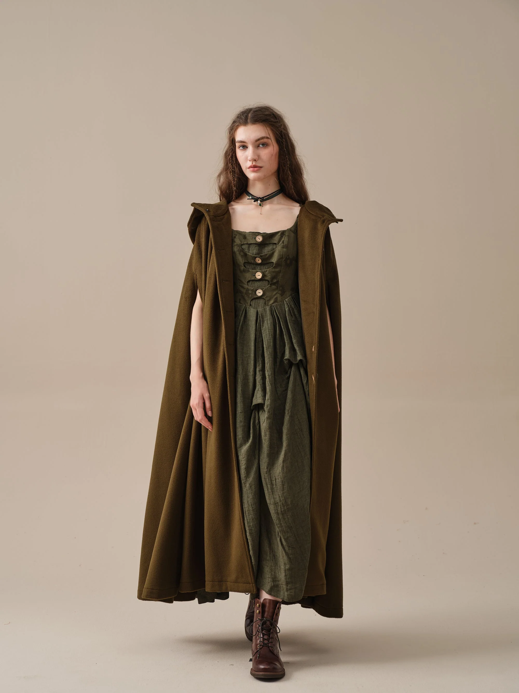 ARIEL 14 | HOODED WOOL CLOAK COAT - Image 15