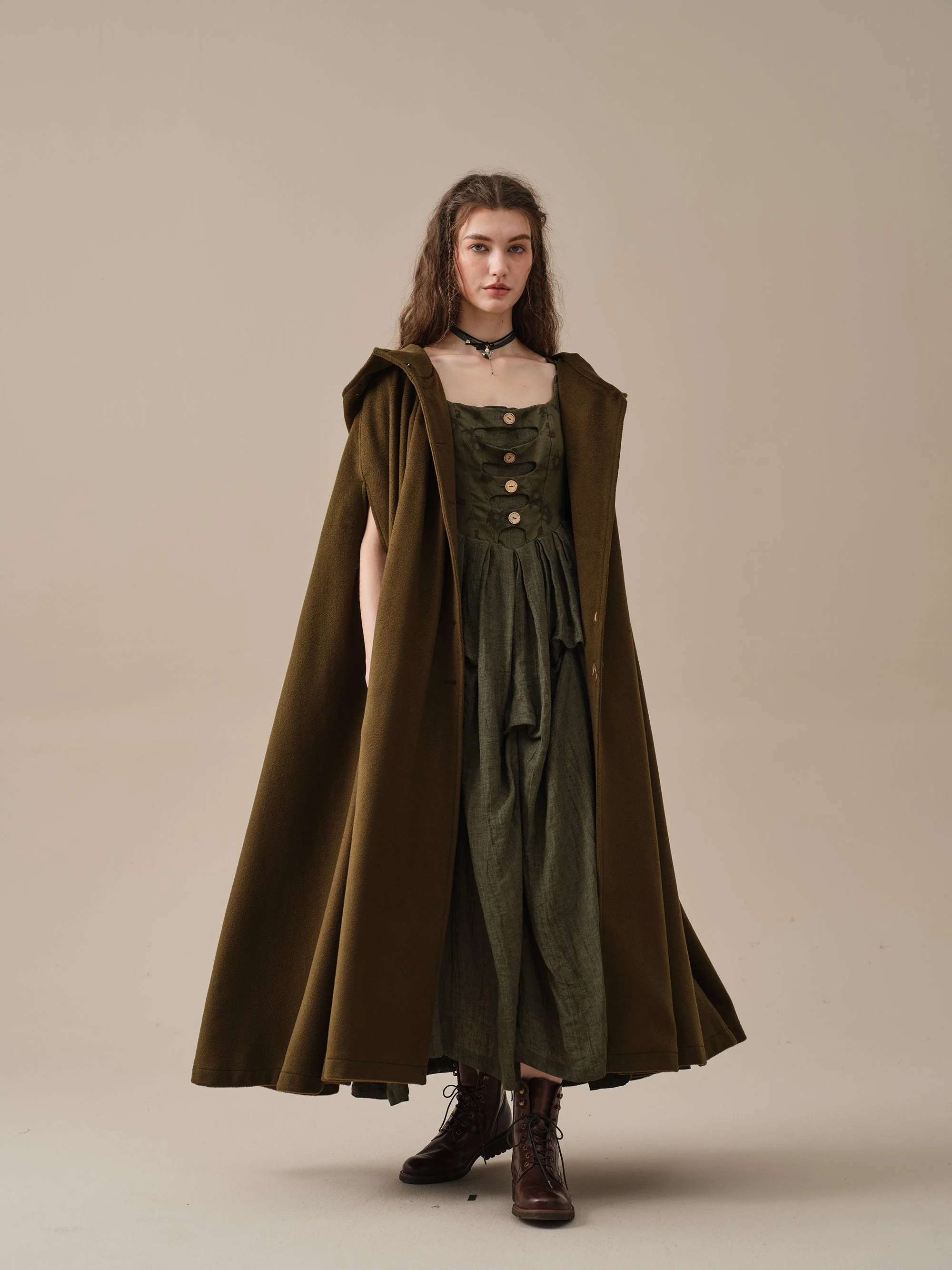 ARIEL 14 | HOODED WOOL CLOAK COAT - Image 16