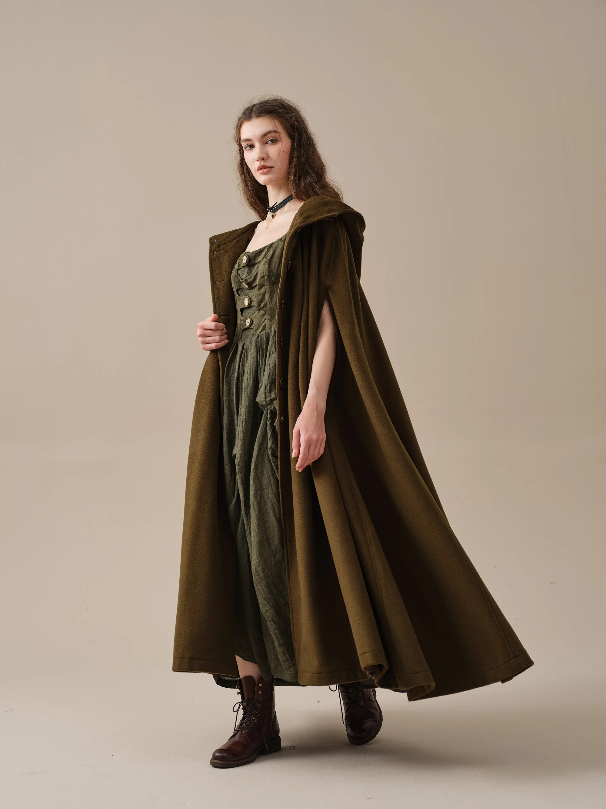 ARIEL 14 | HOODED WOOL CLOAK COAT - Image 17