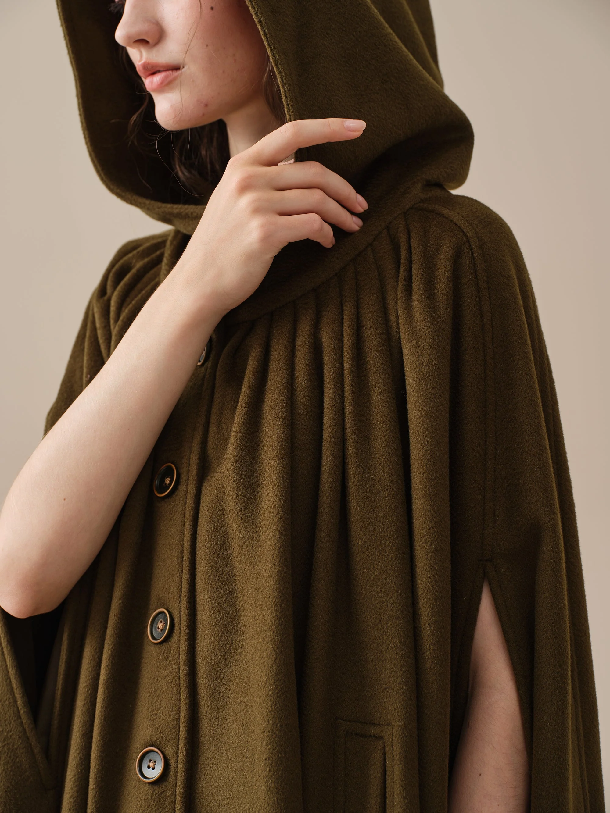 ARIEL 14 | HOODED WOOL CLOAK COAT - Image 28