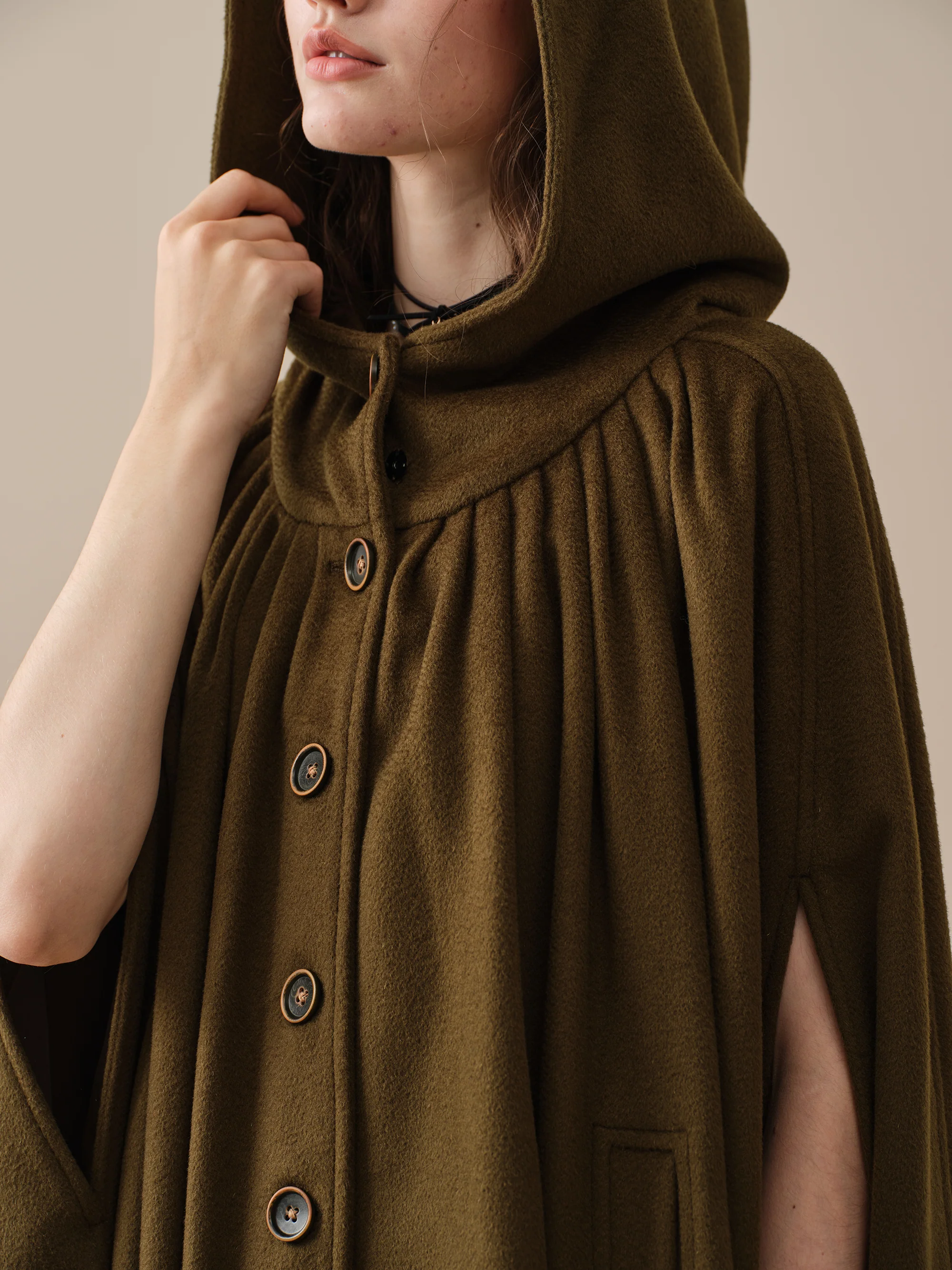 ARIEL 14 | HOODED WOOL CLOAK COAT - Image 29