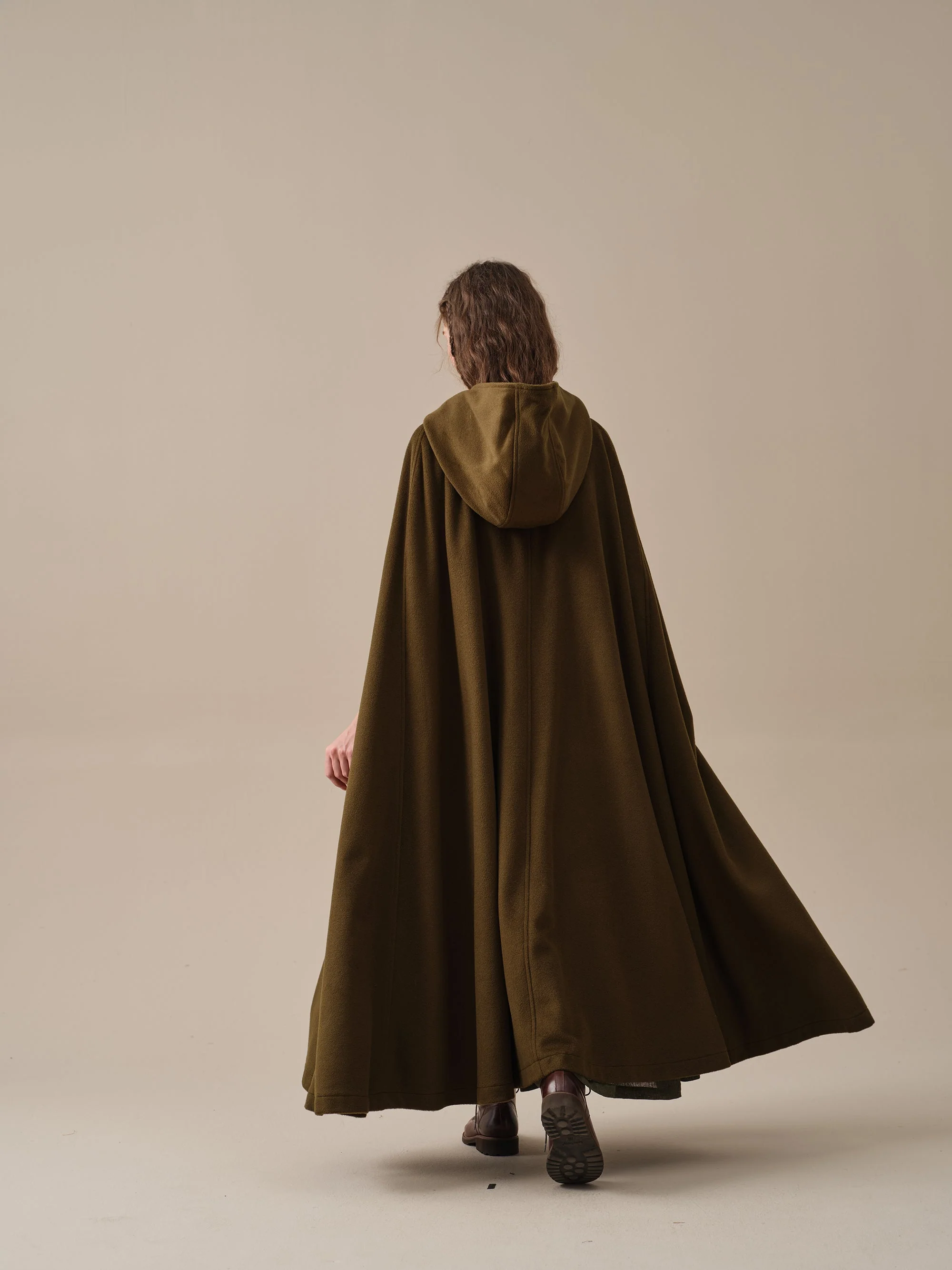 ARIEL 14 | HOODED WOOL CLOAK COAT - Image 32