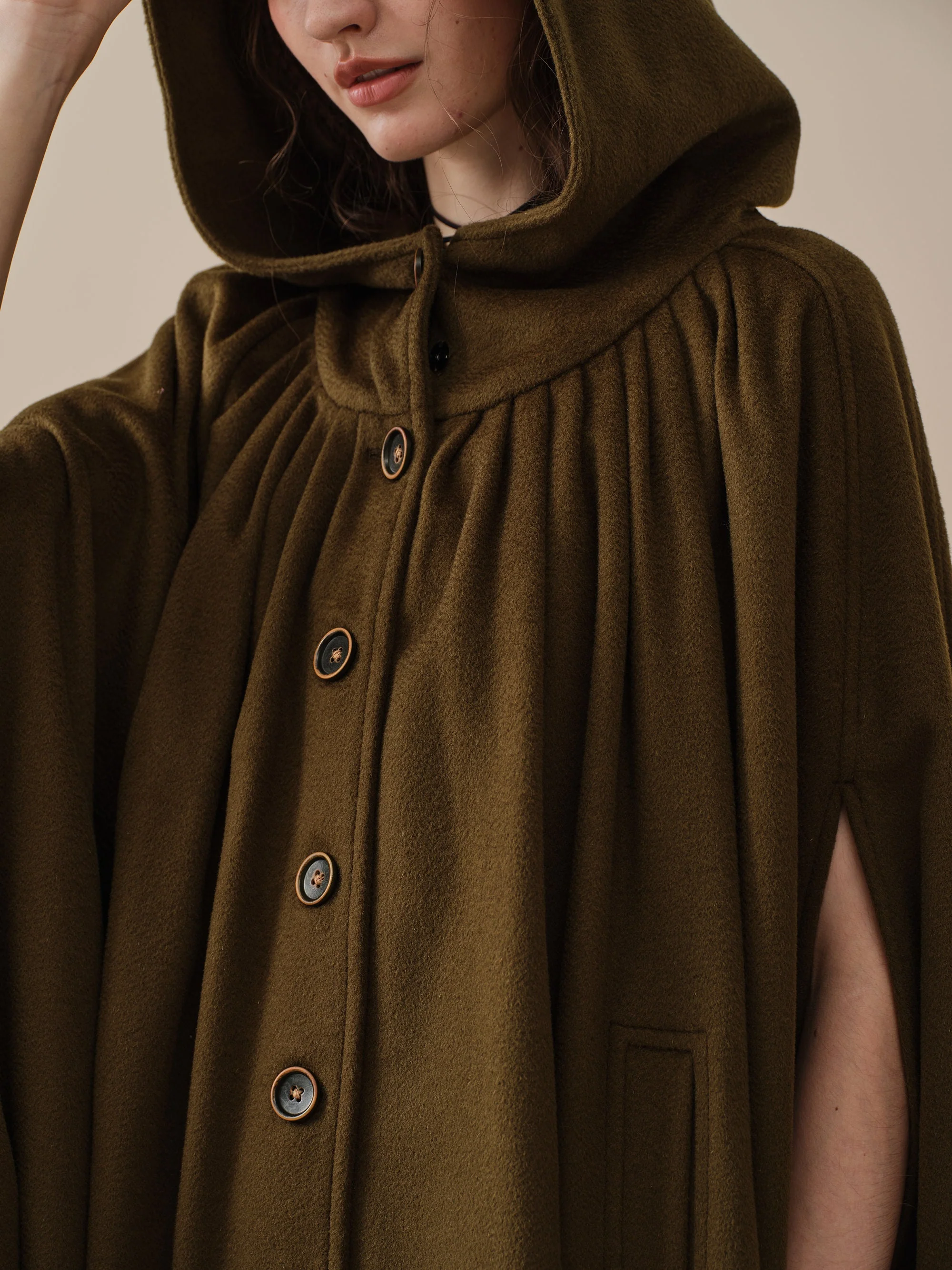 ARIEL 14 | HOODED WOOL CLOAK COAT - Image 4
