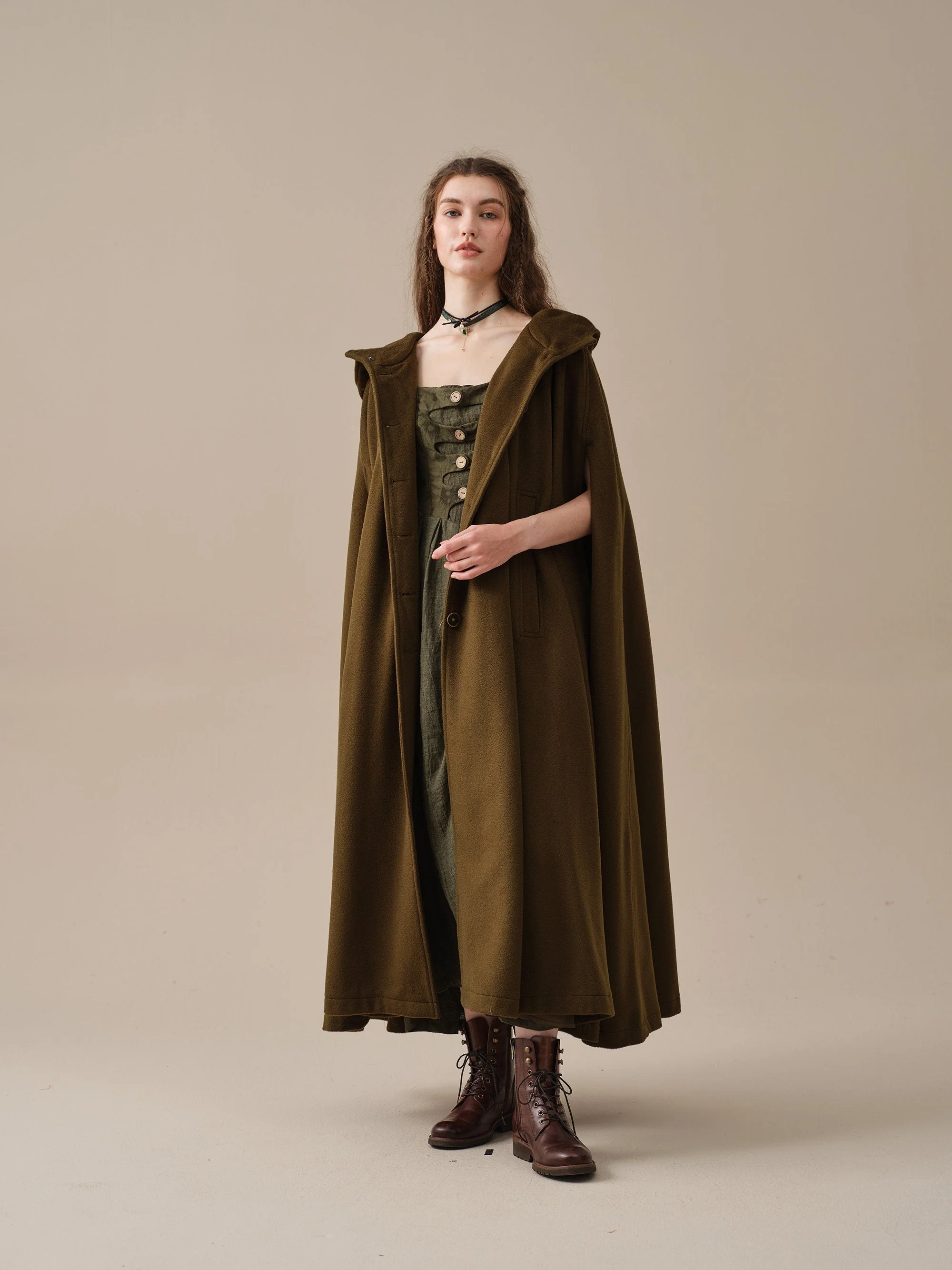 ARIEL 14 | HOODED WOOL CLOAK COAT - Image 5
