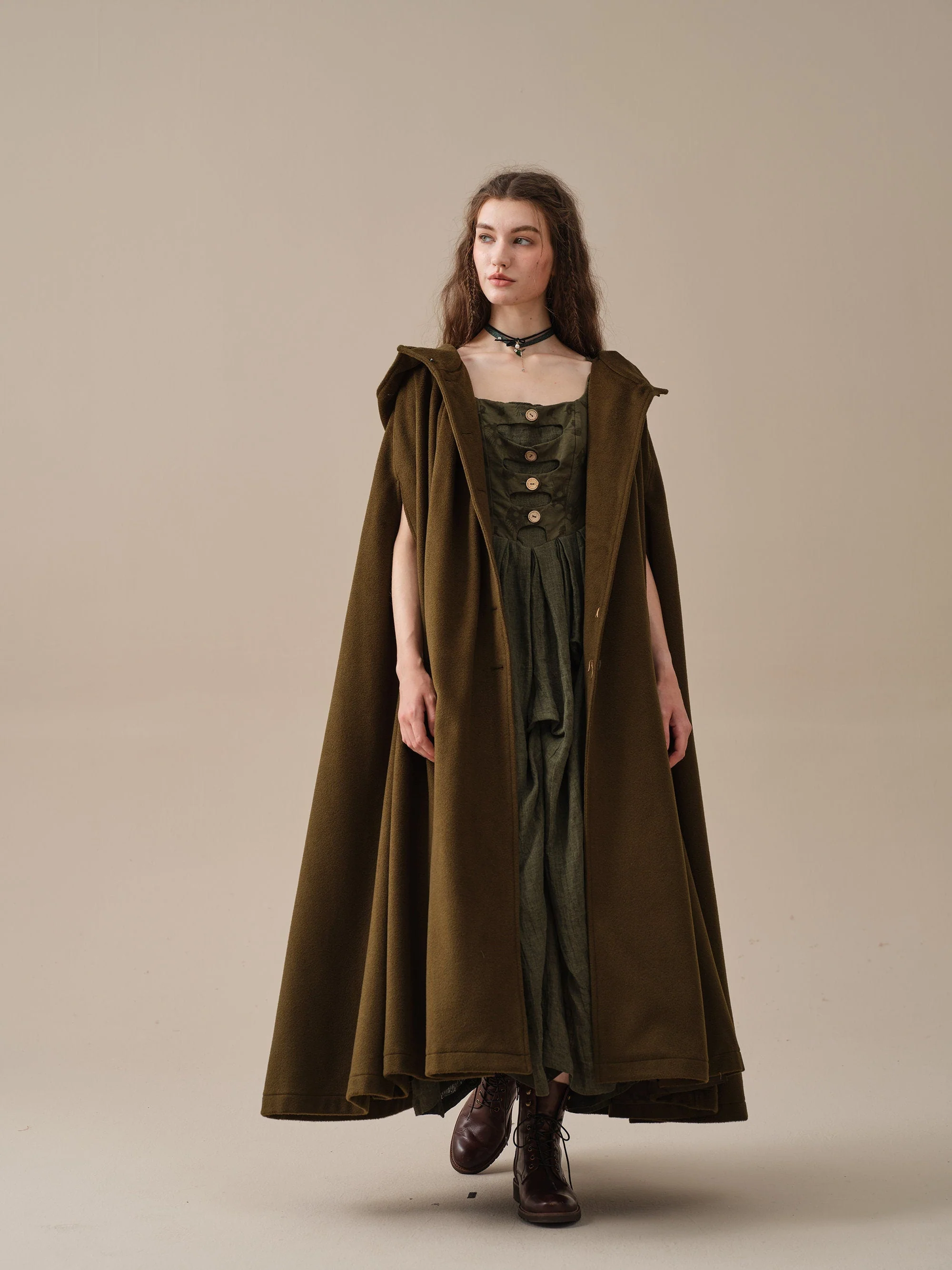 ARIEL 14 | HOODED WOOL CLOAK COAT - Image 6