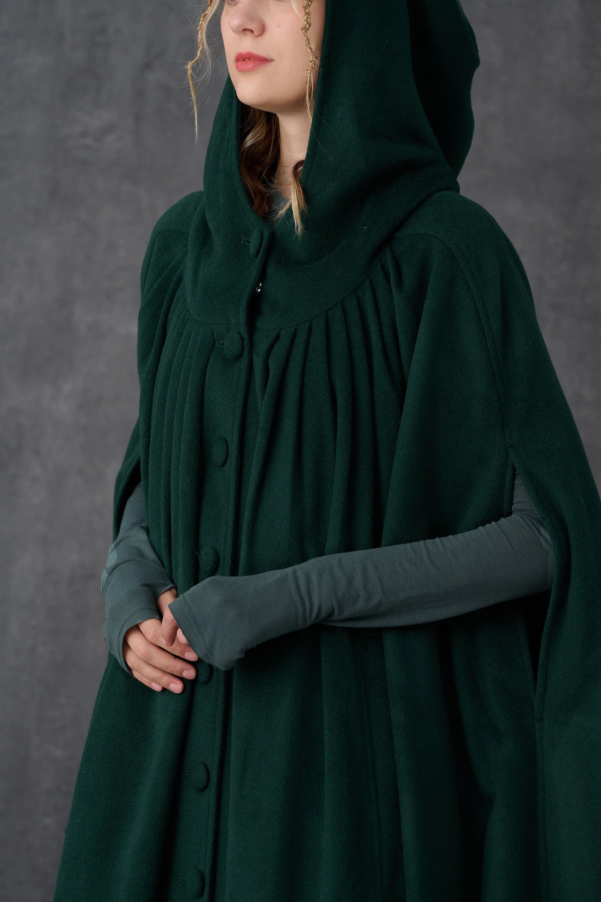 ARIEL 14 | HOODED WOOL CLOAK COAT - Image 6